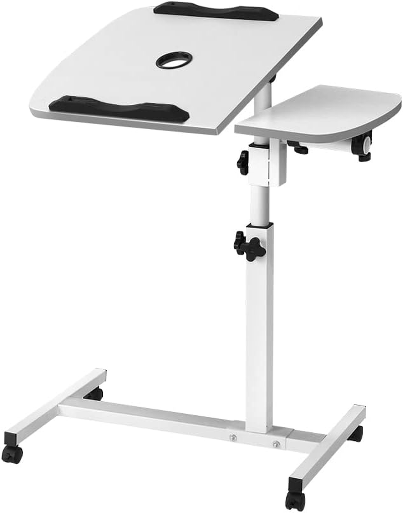 Artiss Laptop Table, Adjustable Stand Desk Desktop Computer Standing Study Desks Bed Side Tables Home Office Travel Studio Furniture, Portable Wooden 360&deg; Rotating Lockable Caster Wheels Black