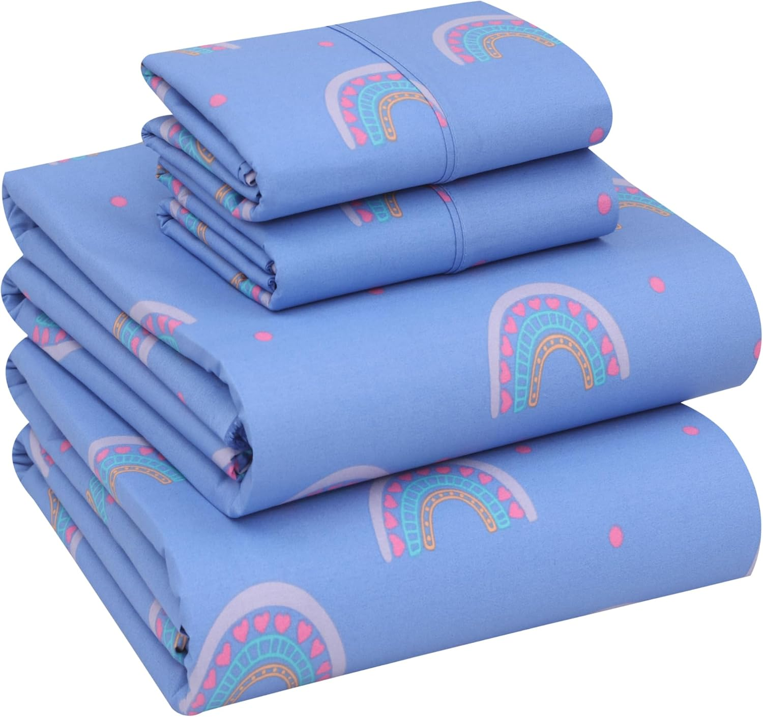 RUVANTI 100% Cotton King Size Sheets Set, 4 Pieces, Soft & Breathable Percale Weave Bedding, Deep Pocket 16", Hotel Standard, Crisp Cool Feel, Durable, Perfect Floral Bed Sheet, Spring On