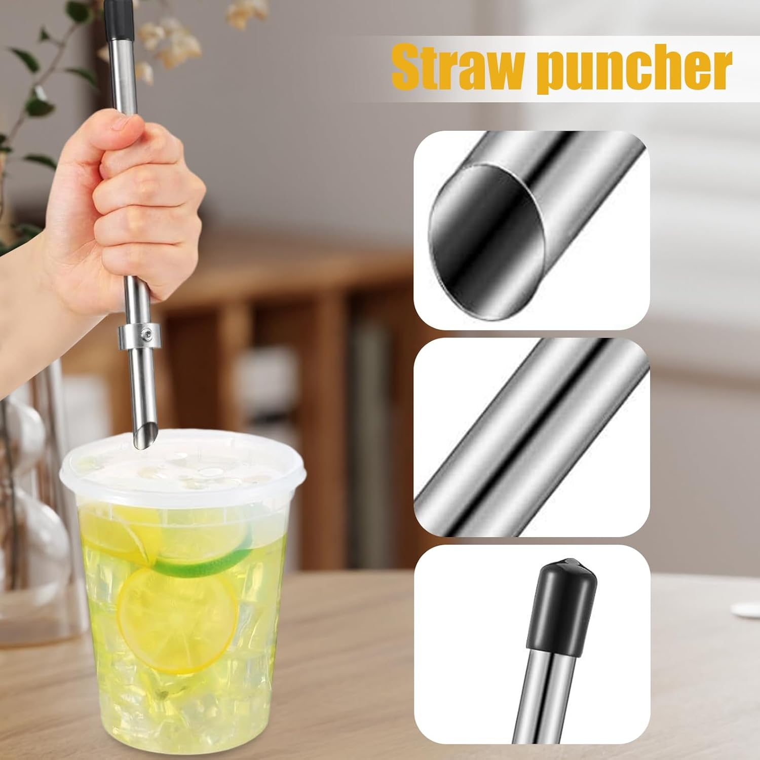 Straw Puncher and Muddler | Drinks Muddler Hole Puncher,Multi-Functional Beverage Drinks Mixing Supplies for Home Kitchen Barbecue Picnic Cafe image number 1