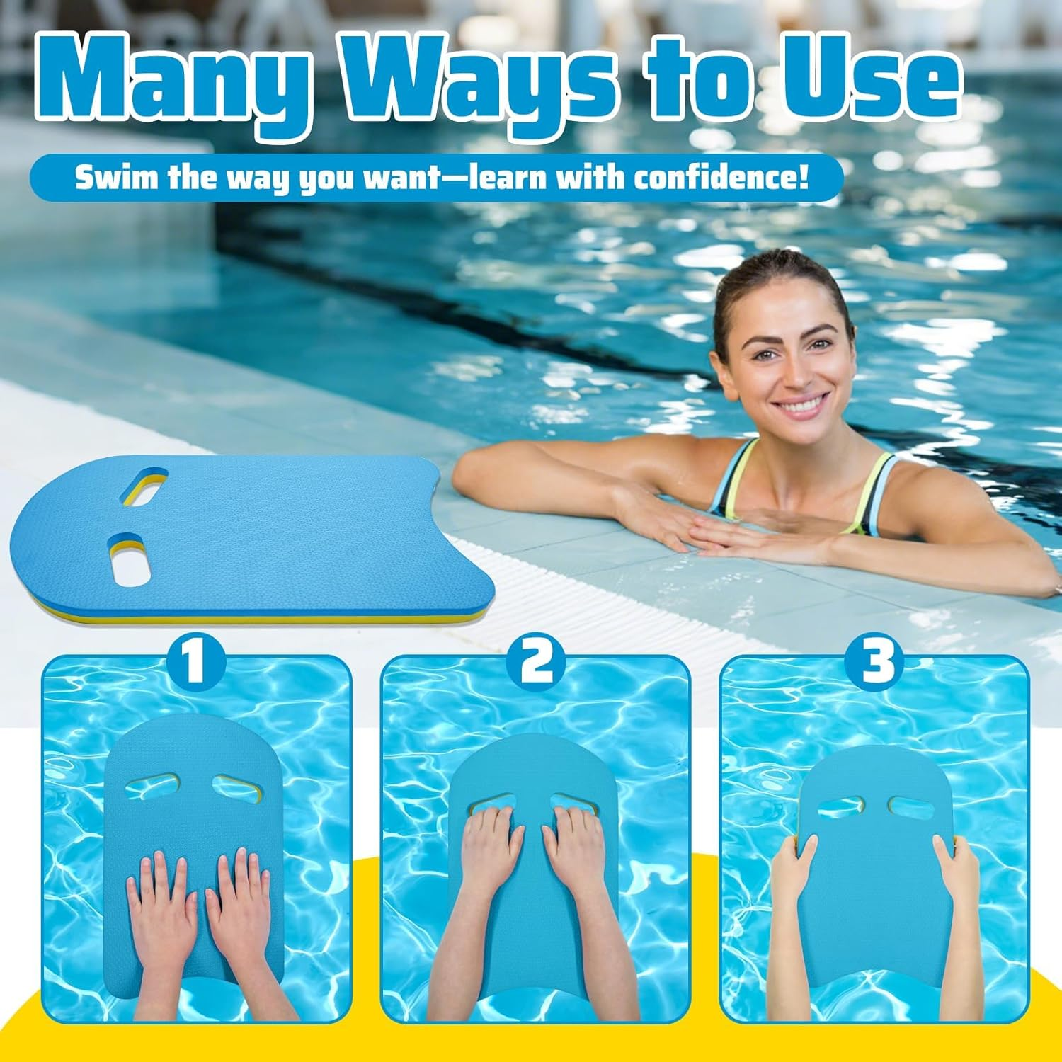 Swimming Kickboard - One Size Fits All - Training Aid for Children and Adults Kick Board Pool Exercise Equipment image number 5