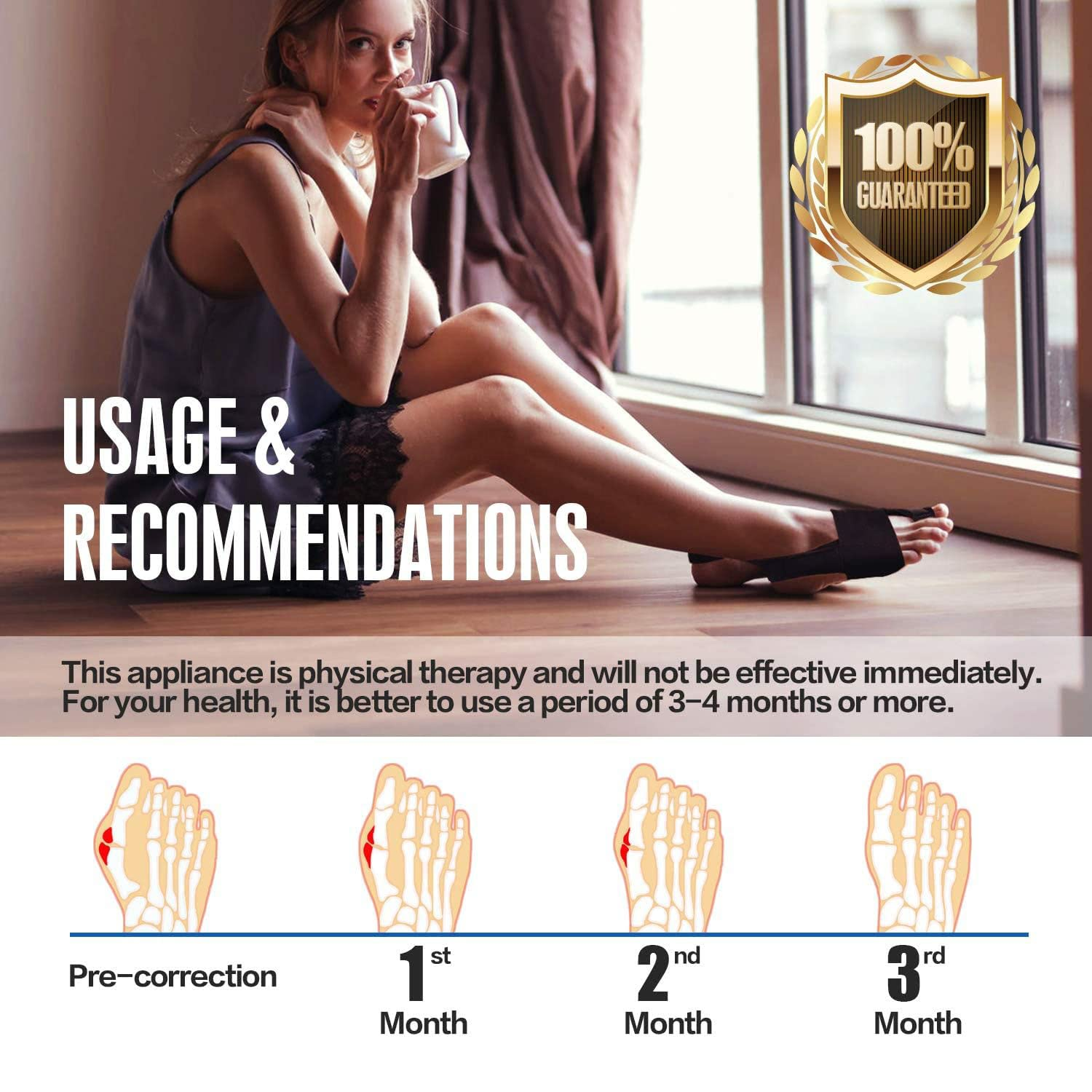 Bunion Corrector for Women(2 Pcs) Hallux Valgus Brace Splint Pads Bunion Big Toe Separators Straightener for Hallux Valgus Pain Relief Fits Men and Women image number 5