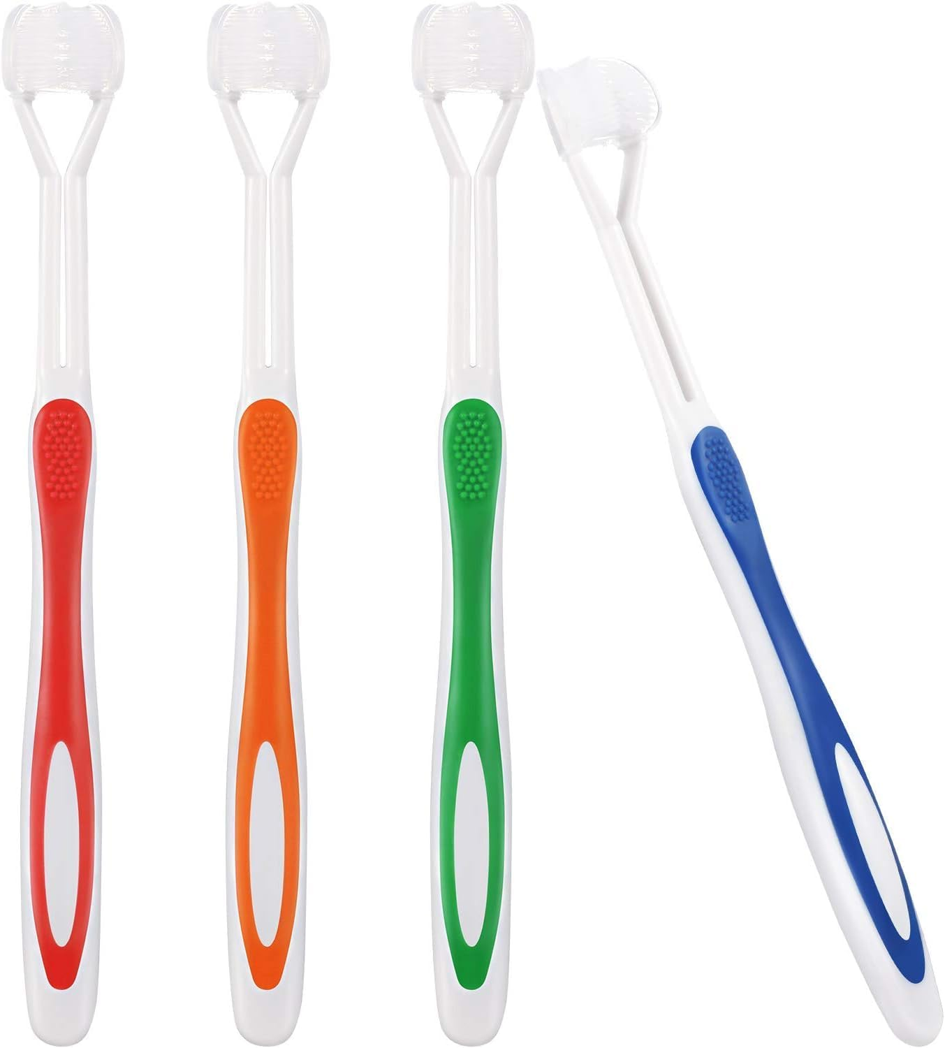 4 Pieces 3 Sided Autism Toothbrush Three Bristles for Special Needs Kids Soft Bristles Soft and Gentle Clean Each Tooth to Completely Teeth and Gum Care Pretty Good Angle Bristles Clean Each Tooth, Soft and Gentle (Green, Blue, Yellow, Red) image number 4