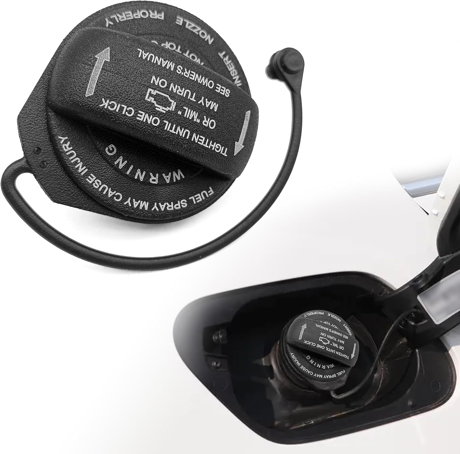 Fuel Tank Cap Gas Cap Compatible with Volkswagen - 2011-2020 VW Jetta, 2015-2020 VW GTI, 2015-2020 VW Golf Retaining Strap Replace 5C0201550T, 5Q0201550L image number 3