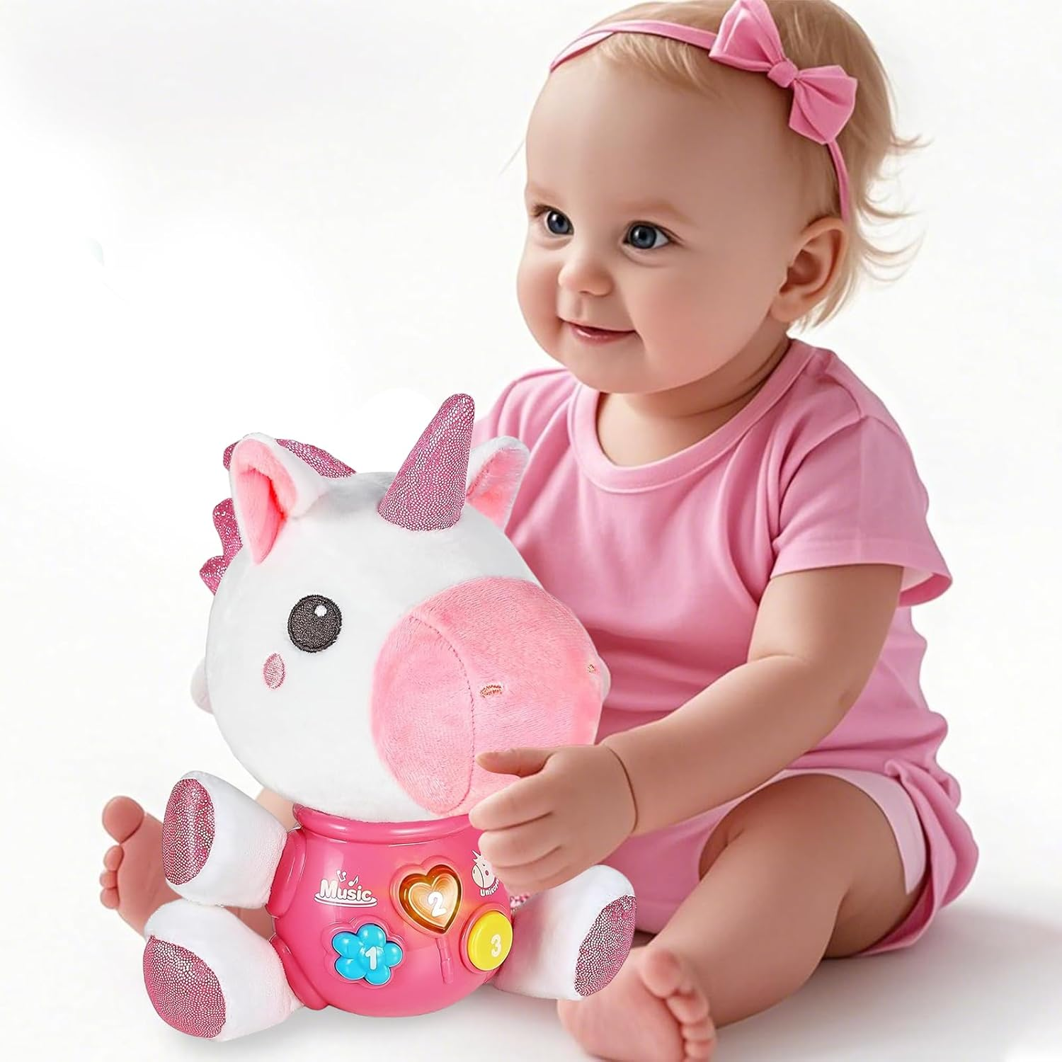 Daboot Baby Unicorn Musical Toys, Cute Soft Plush Stuffed Animal Baby Newborn Toys for Toddlers Babies 0 3 6 9 12 Month, Infants Baby Toy for Girls and Boys Best Gift image number 5