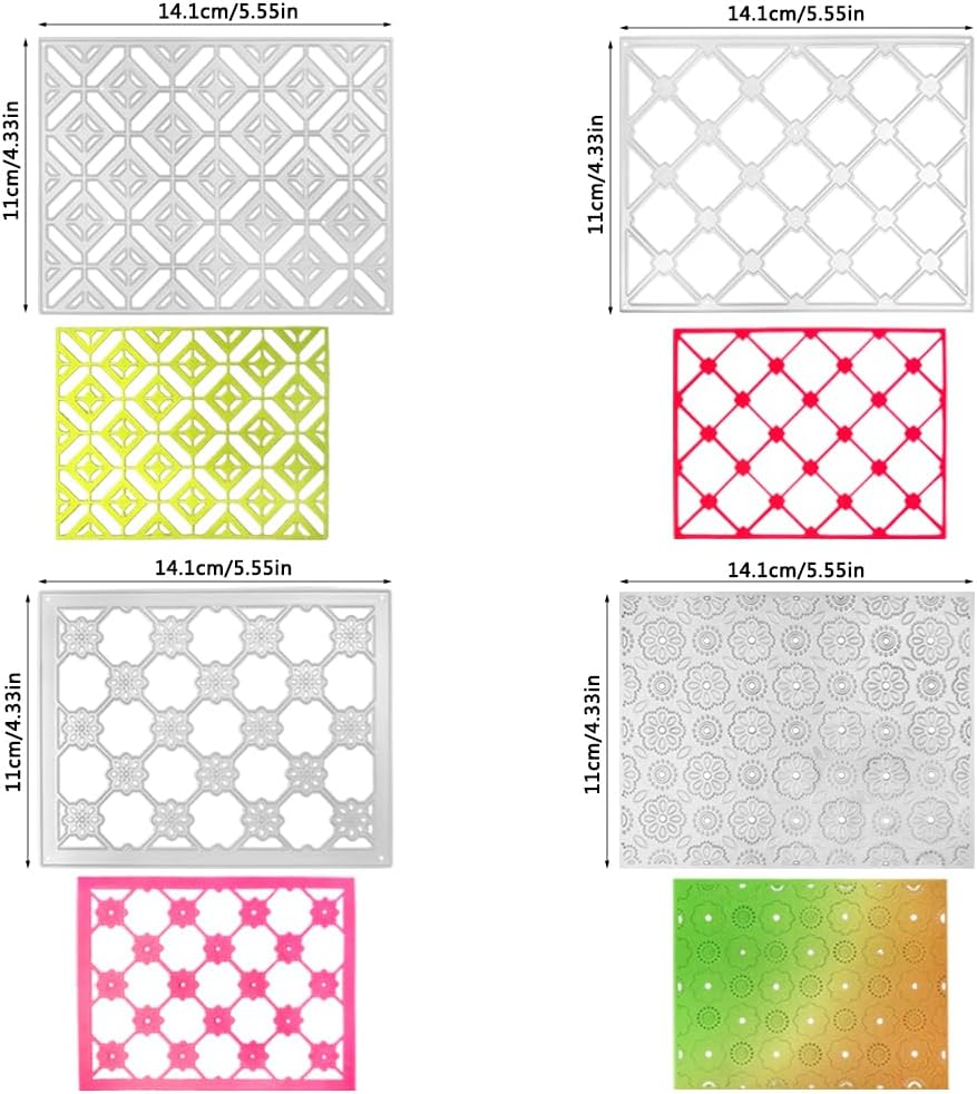 AFUNTA 4 PCS Rectangular Die Cuts for Card Making, Openwork Lace Card Making Supplies, 3D Background Metal Cutting Dies for DIY Scrapbooking Album Card Decor image number 1