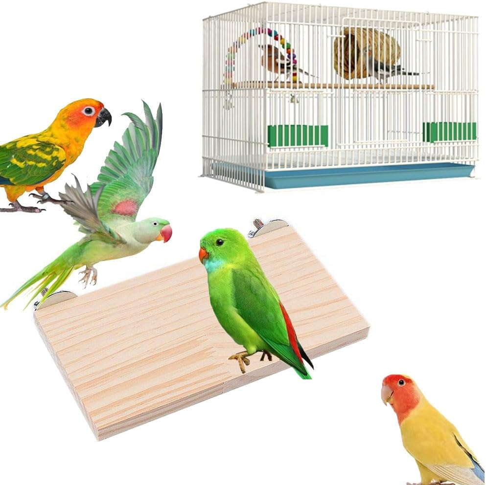 2 Pcs Parrot Platform, 15X8Cm Hamster Wooden Stand Platform Bird Perch Stand Parrot Bird Cage Perches Square Exercise Toys, Playground Exercise Toys for Parakeet Cockatiels, Hamster Standing Board image number 1