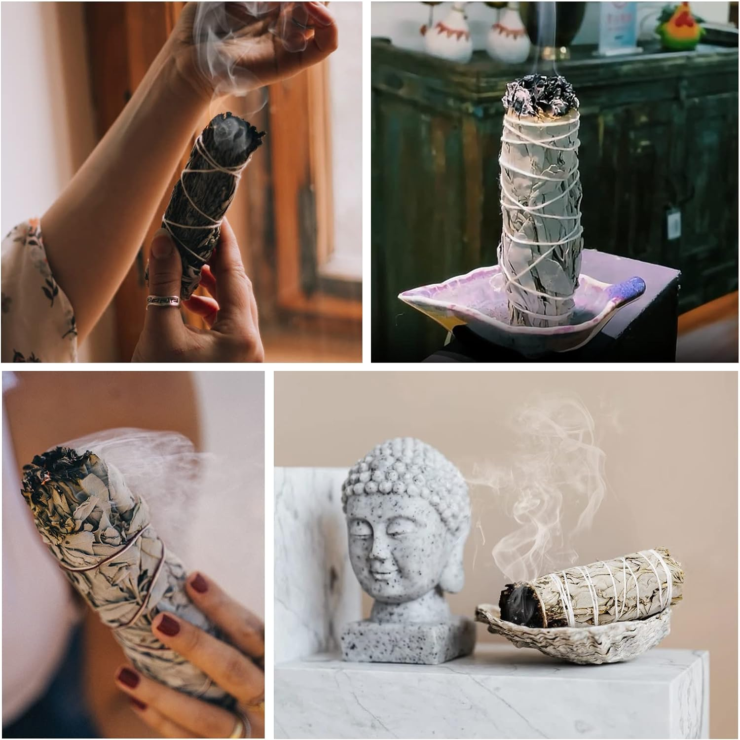 4 Inch White Sage Smudge Sticks 4 Pack - White Sage Bundles for Home Cleansing Incense Healing Meditation & Smudge Sticks Rituals image number 4