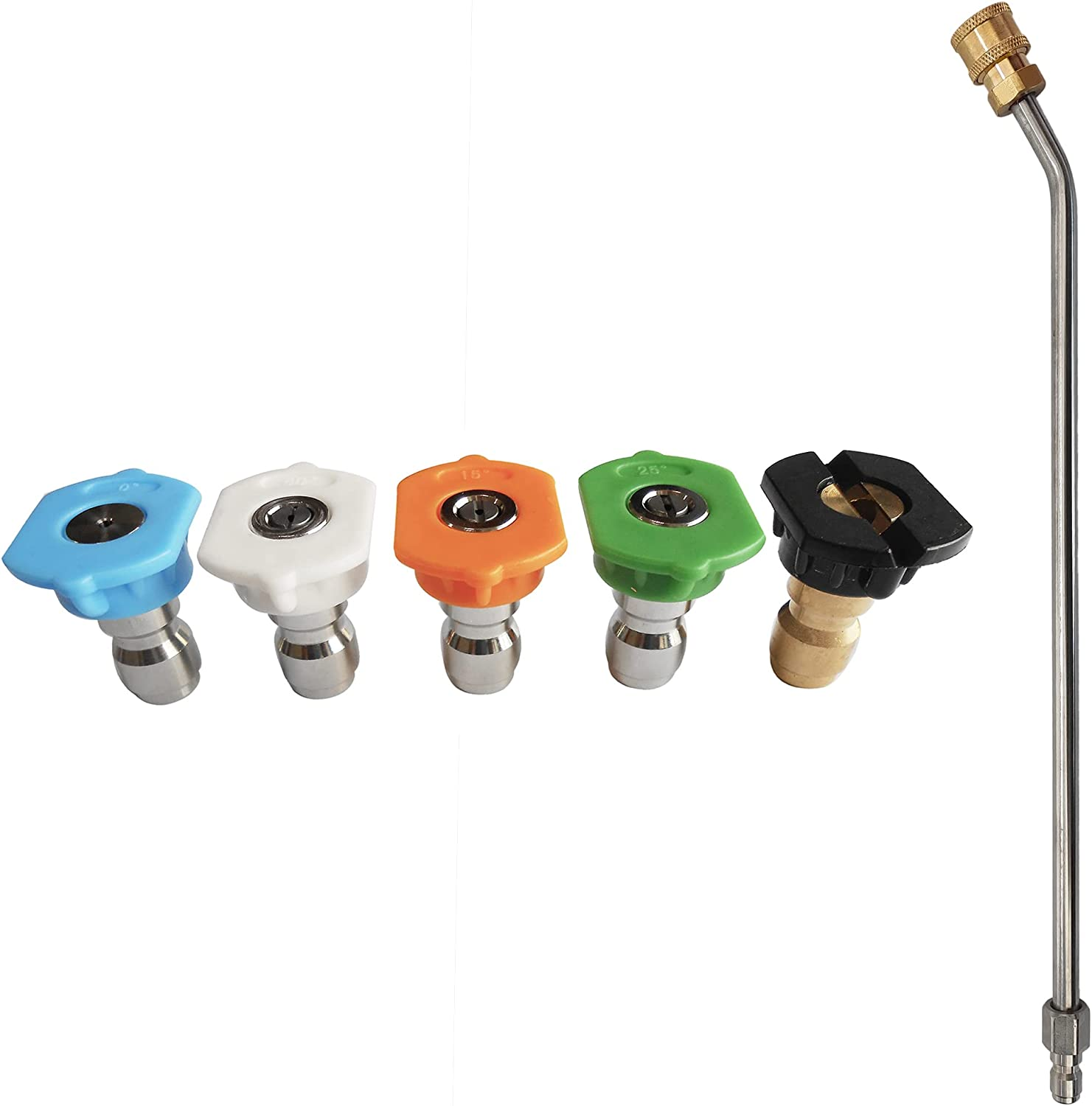 Pressure Washer 35Cm Extension Replacement Wand 1/4" Quick Connect with 5 Spray Nozzle Tips Kit (0&deg;/15&deg;/25&deg;/40&deg;/Soap) image number 2