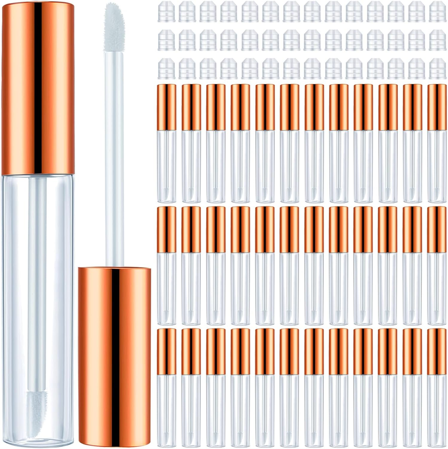 Nuanchu 100 Pcs 10 Ml Empty Lip Gloss Tubes Clear Mini Refillable Lip Balm Gloss Containers Bottles Plastic Lip Gloss Containers Lip Gloss Tubes with Wand and Rubber Inserts DIY Makeup (Black)