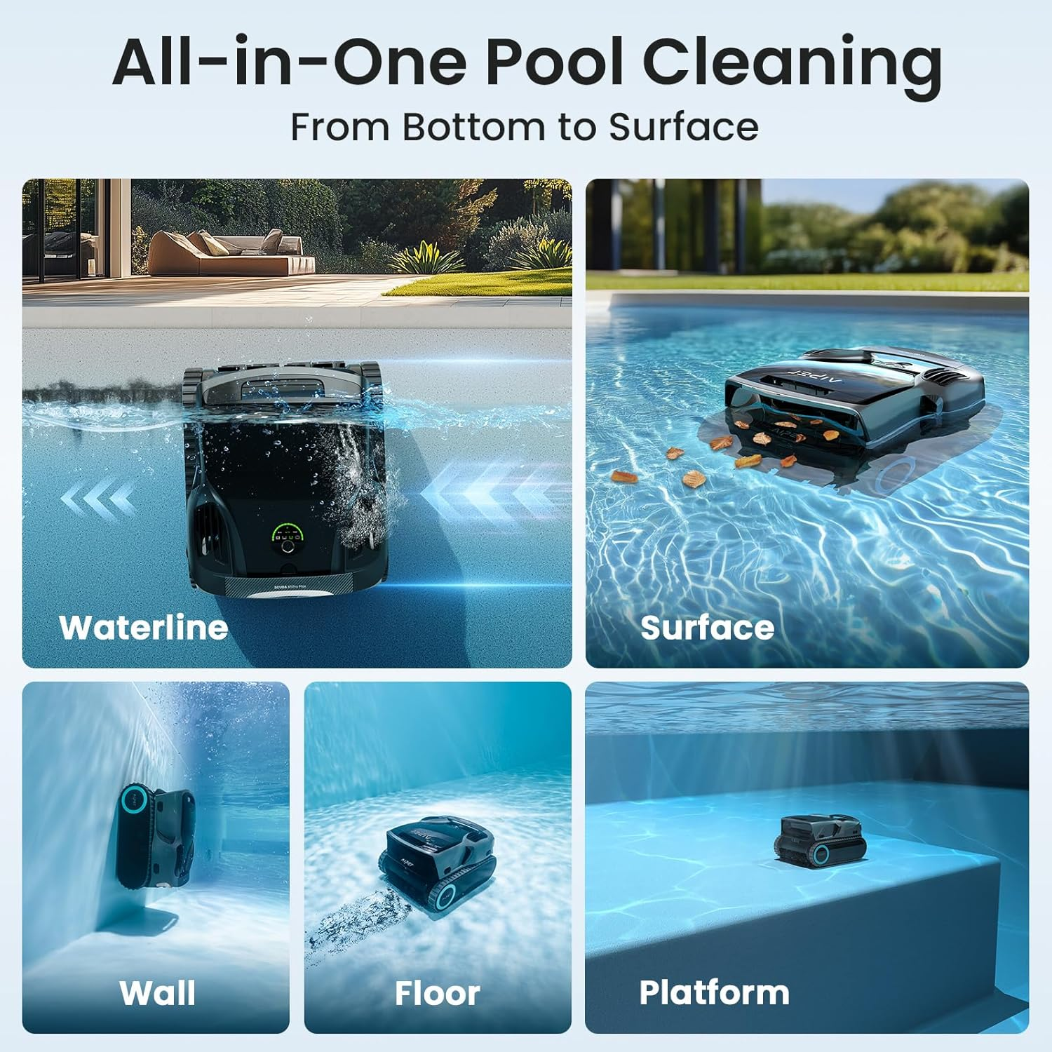 Aiper Scuba X1 Pro Max Includes Caddy for Easy to Transport and Storage,32000Lph Power, Double Filtration, Smart Surface Parking