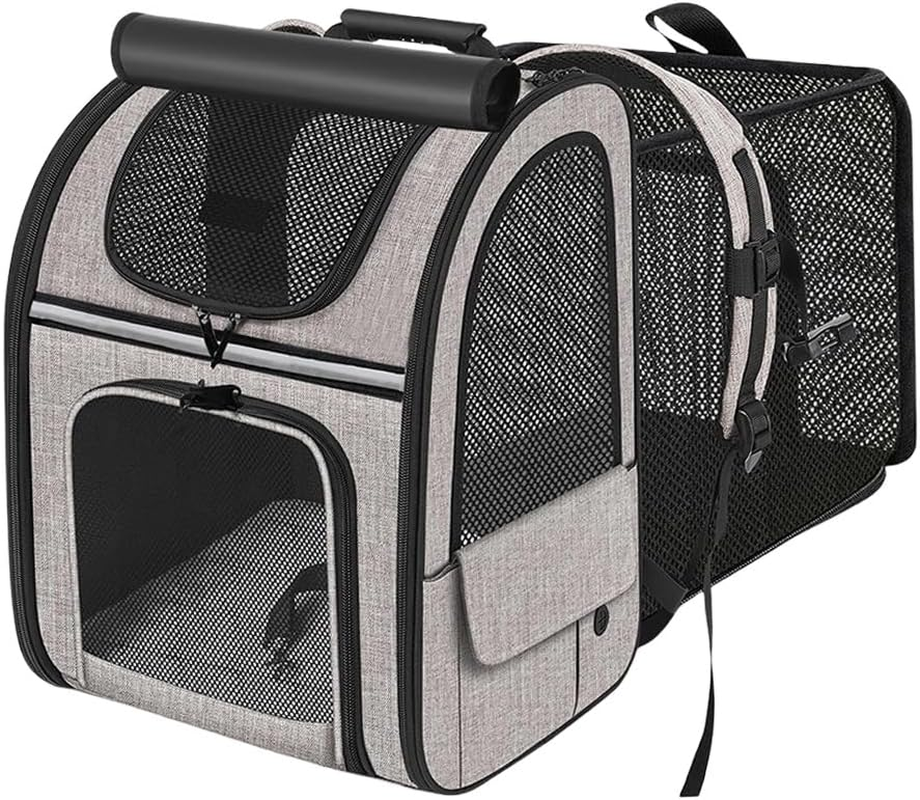 Expandable Cat Backpack - Dog Backpack up to 8 Kg, Foldable Cat Backpack for Cats Dogs with Inner Safety Lead and Pet Mat Cat Transport Bag Max 42 X 28 X 60 Cm Grey image number 6