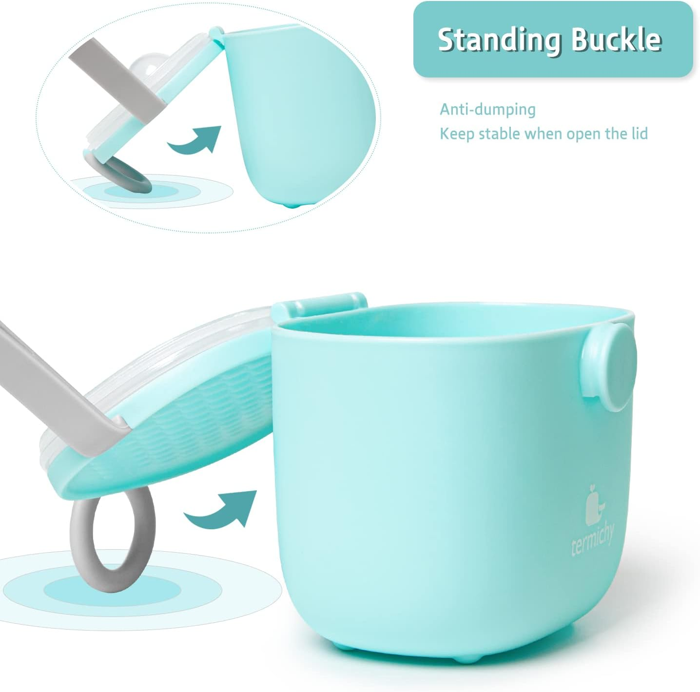 Termichy Baby Formula Dispenser, Portable Milk Powder Dispenser Container with Carry Handle and Scoop for Travel Outdoor Activities with Baby Infant, 8.8OZ, 0.55LB, 250G (Blue) - L-Light Grey image number 7