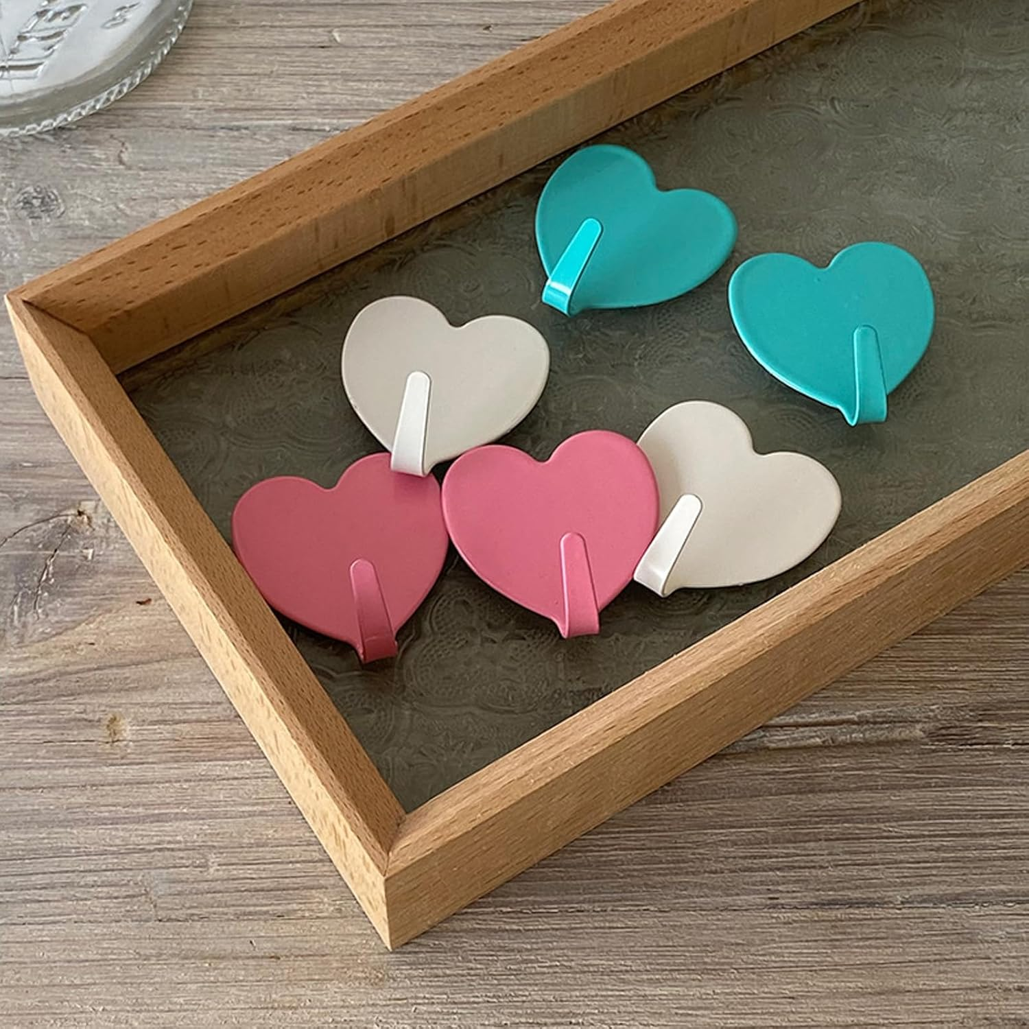 Heart Wall Hooks, 8 Pack, Cute Pink Decorative Accessories, Purse Hanger for Girls Room, Stainless Steel, Sturdy Adhesive for Hanging Keys, Bags, Towels, Clothes image number 5