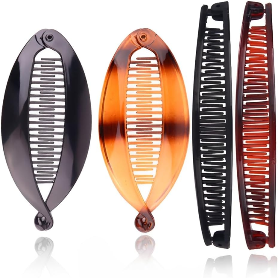 Pack of 4 Banana Clips, Banana Hair Clips, Fish Tail Hair Clips, Ponytail Holder Clip image number 5