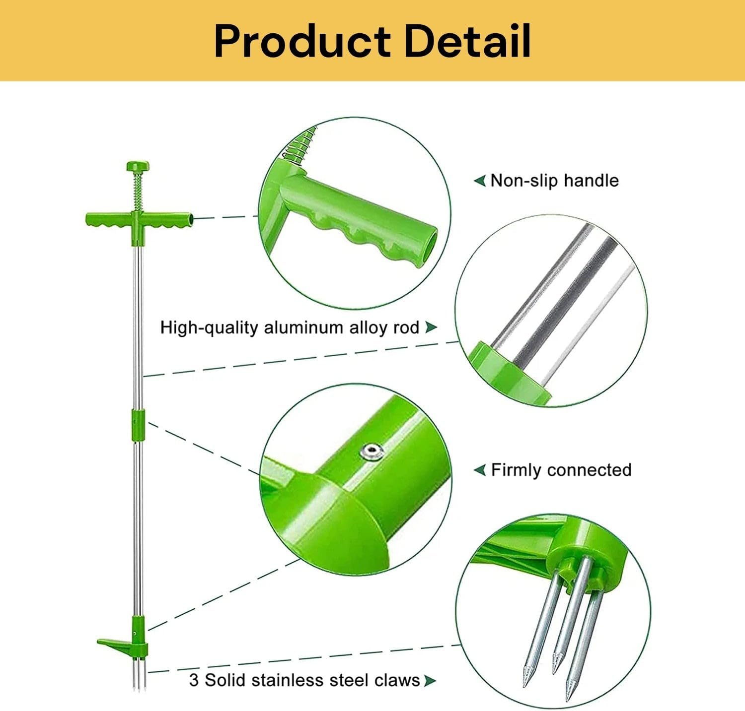 Spendeal Weed Puller Tool, Stand up Weeder with Long Handle and 3 Claws, Hand Weed Remover Grabber for Garden, Dandelion Root Puller Tool for Lawn and Soil &ndash; Manual Weeding Tool