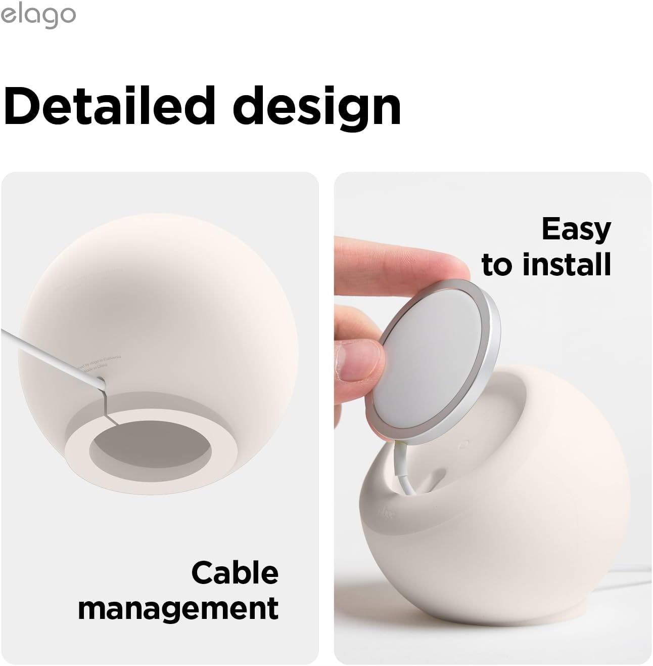 Elago MS2 Charging Stand Compatible with Magsafe Charger - Premium Silicone Stand Compatible with Iphone 17/16/15/14/13/12 Series [Charger Not Included] (Stone) - Sand Pink image number 5