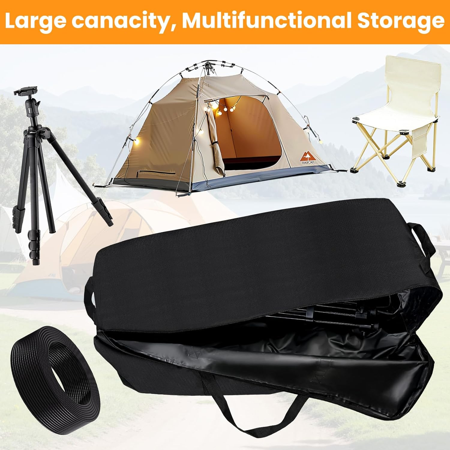 Portable Stove Carry Case | 43Inch Heavy Duty Waterproof Storage Bag for Outdoor Grill & Camping | Double Zippers Storage Pouch image number 3