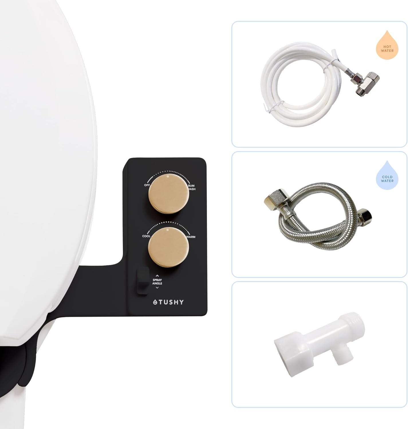 Tushy Classic 3.0 Bidet Toilet Seat Attachment - a Non-Electric Self Cleaning Water Sprayer with Adjustable Water Pressure Nozzle, Angle Control & Easy Home Installation (Platinum)