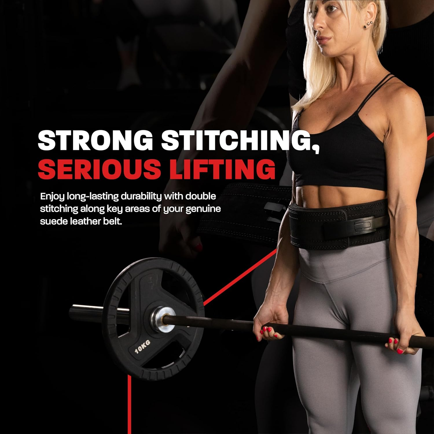 Hawk Sports Lever Belt Black Genuine Leather Powerlifting Men & Women Power Lifting 10Mm Weightlifting Belt! image number 4