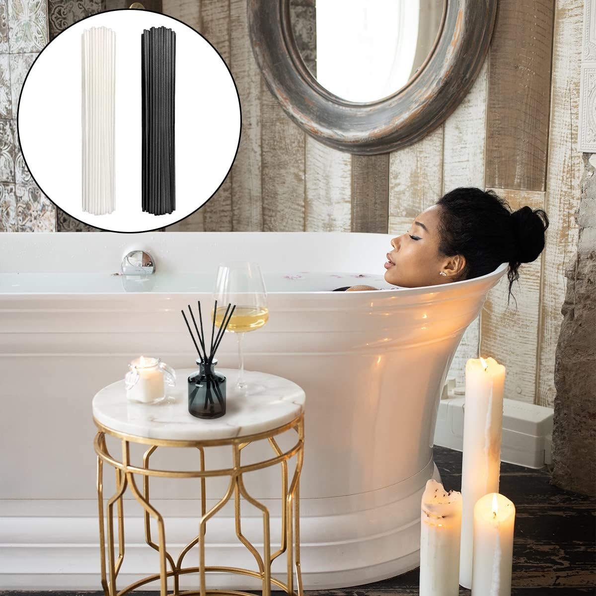 Reed Diffuser Stick, 200PCS 7.9In Aroma Sticks for Home Cleansing,Yoga and Spiritual Rituals （Black & White） image number 5