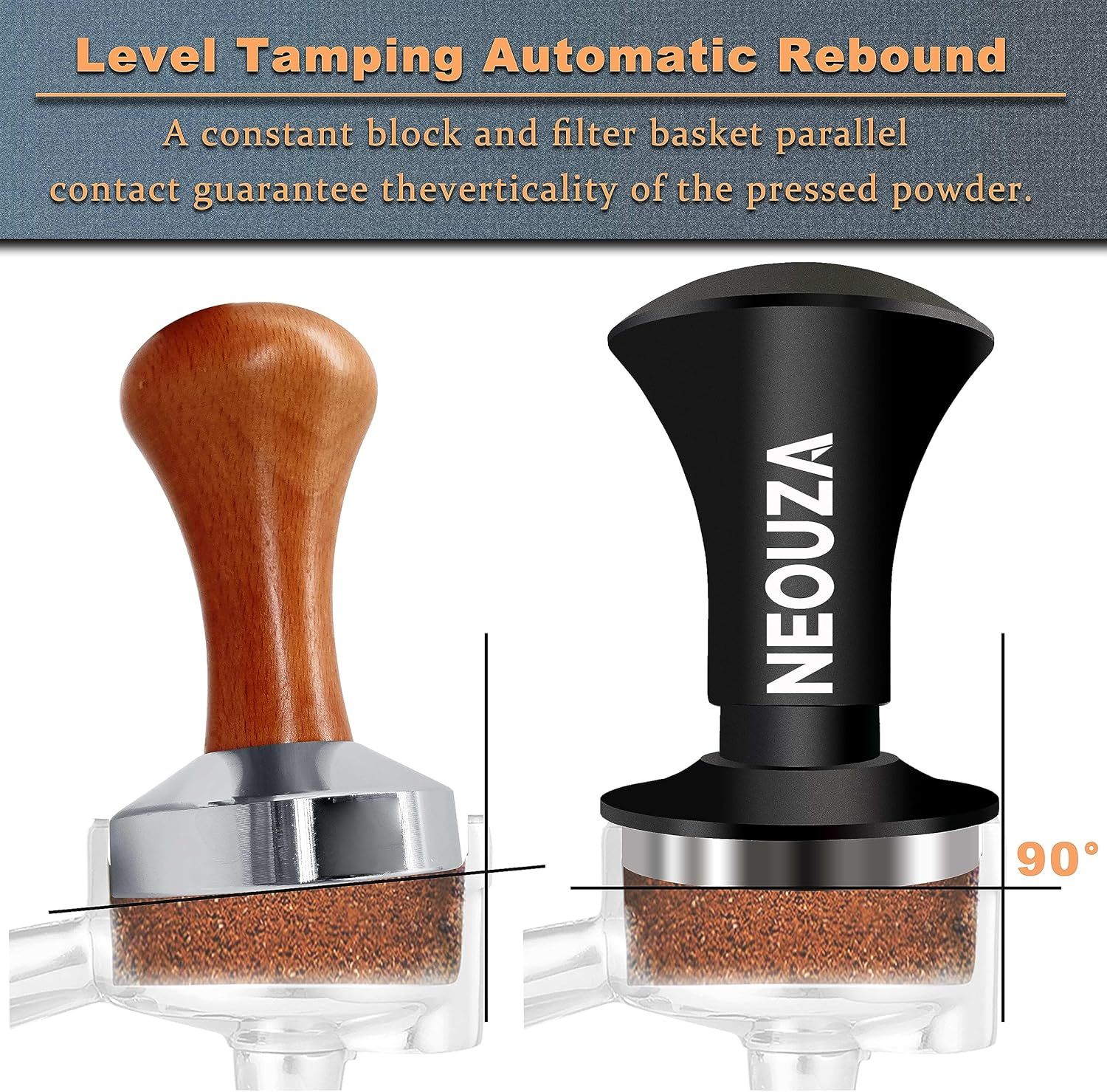 NEOUZA Espresso Tamper V2 Dual Calibrated Spring Loaded for Coffee Machine Portafilter, anti Pressure Deflection, Refined Handle, Stainless Ripple Base (53.3Mm) image number 4
