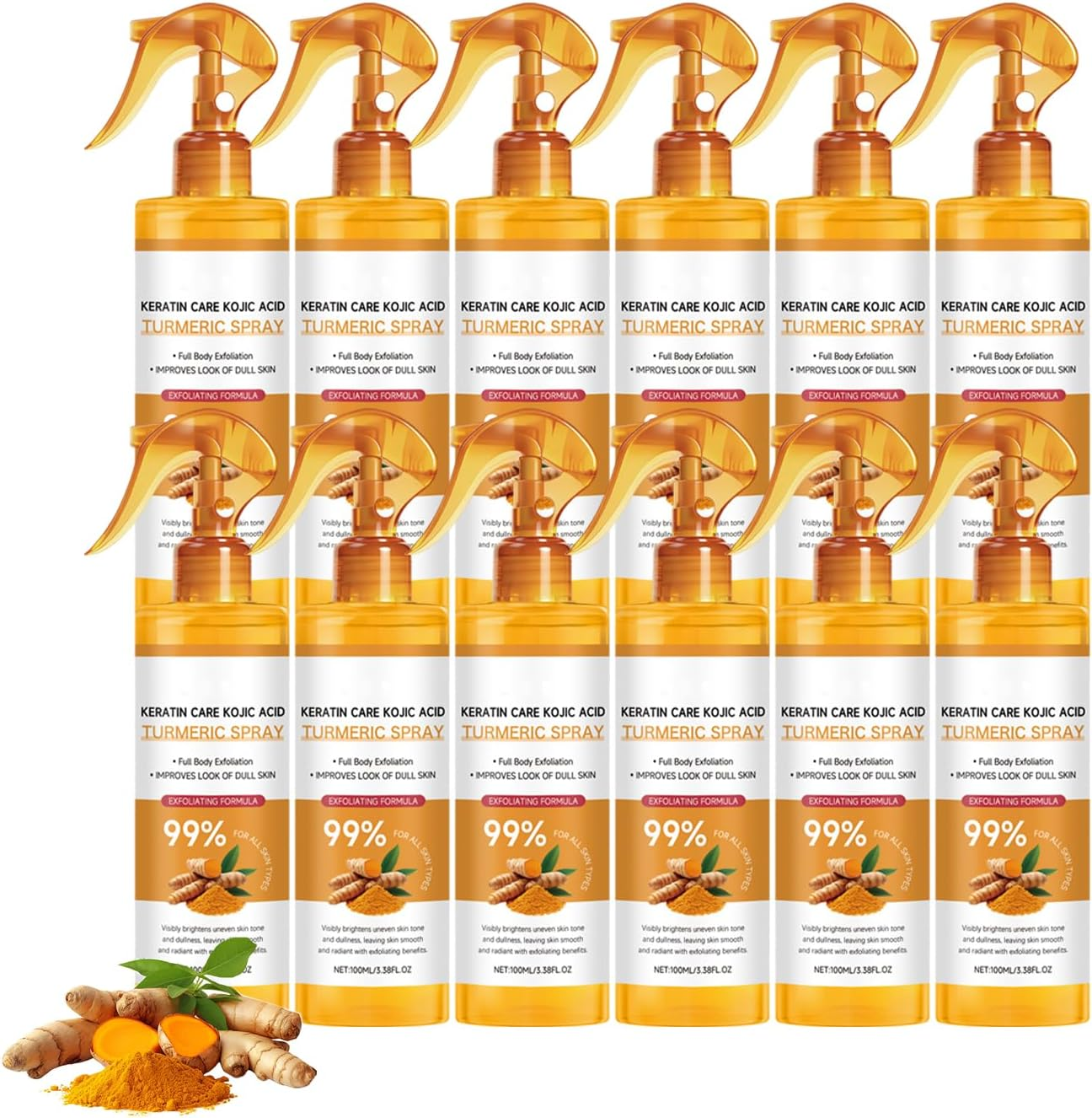Peel Shot Keratin Care Turmeric Spray, Turmeric Exfoliating Spray with Retinol, Gentle Moisturizing, Nourishes the Skin, for Face and Body, Peeling Solution Skincare All Skin Types (6PCS)