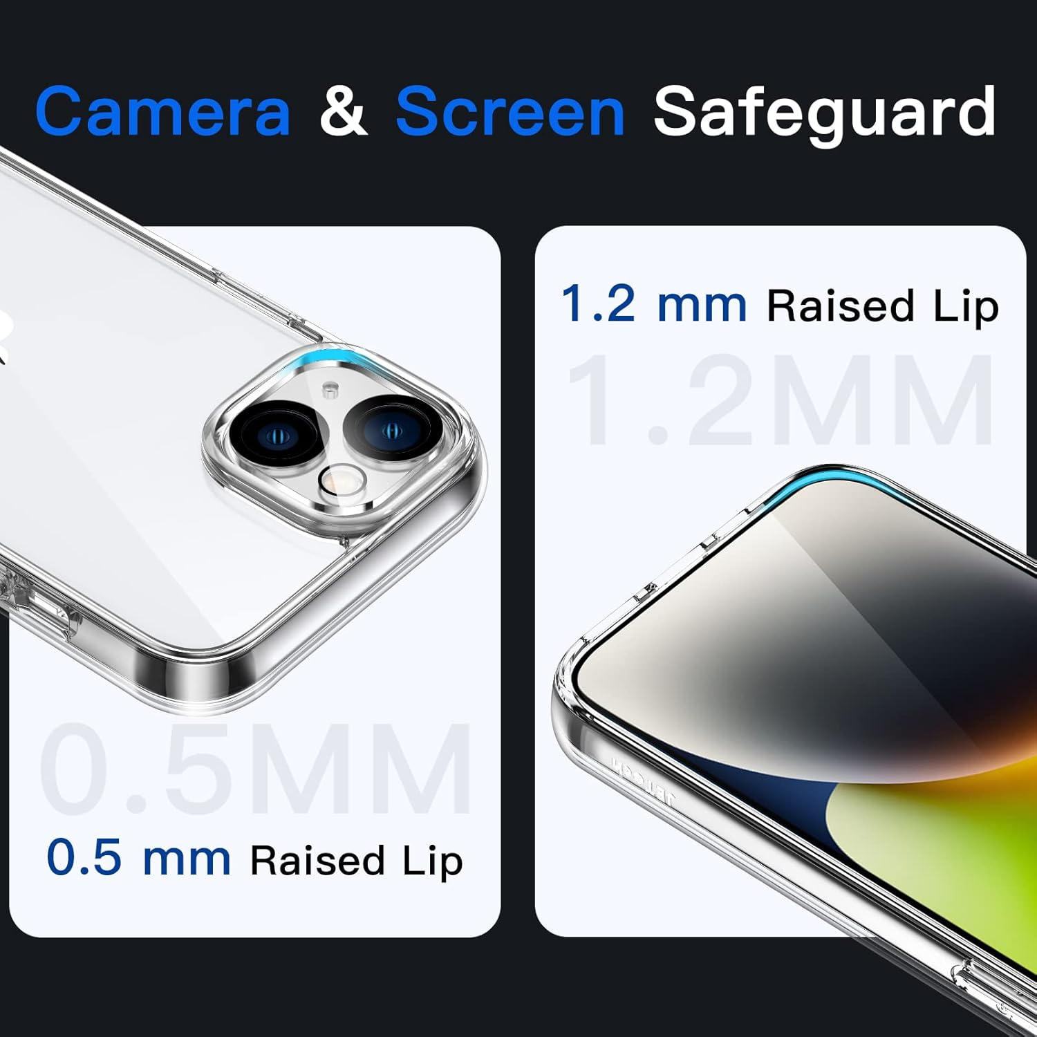 Jetech Case for Iphone 14 6.1-Inch, Non-Yellowing Shockproof Phone Bumper Cover, Anti-Scratch Clear Back (Clear) - Blue image number 3