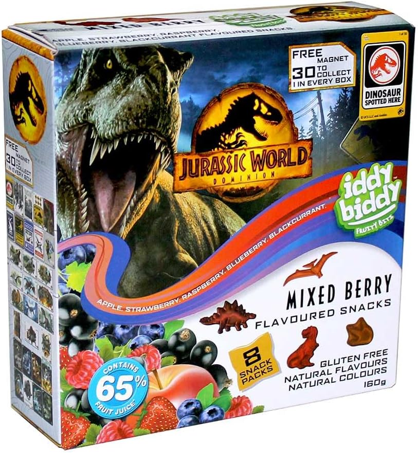 Iddy Biddy Kids/Children Jurassic World Mix Berry Flavour Snack Gluten Free