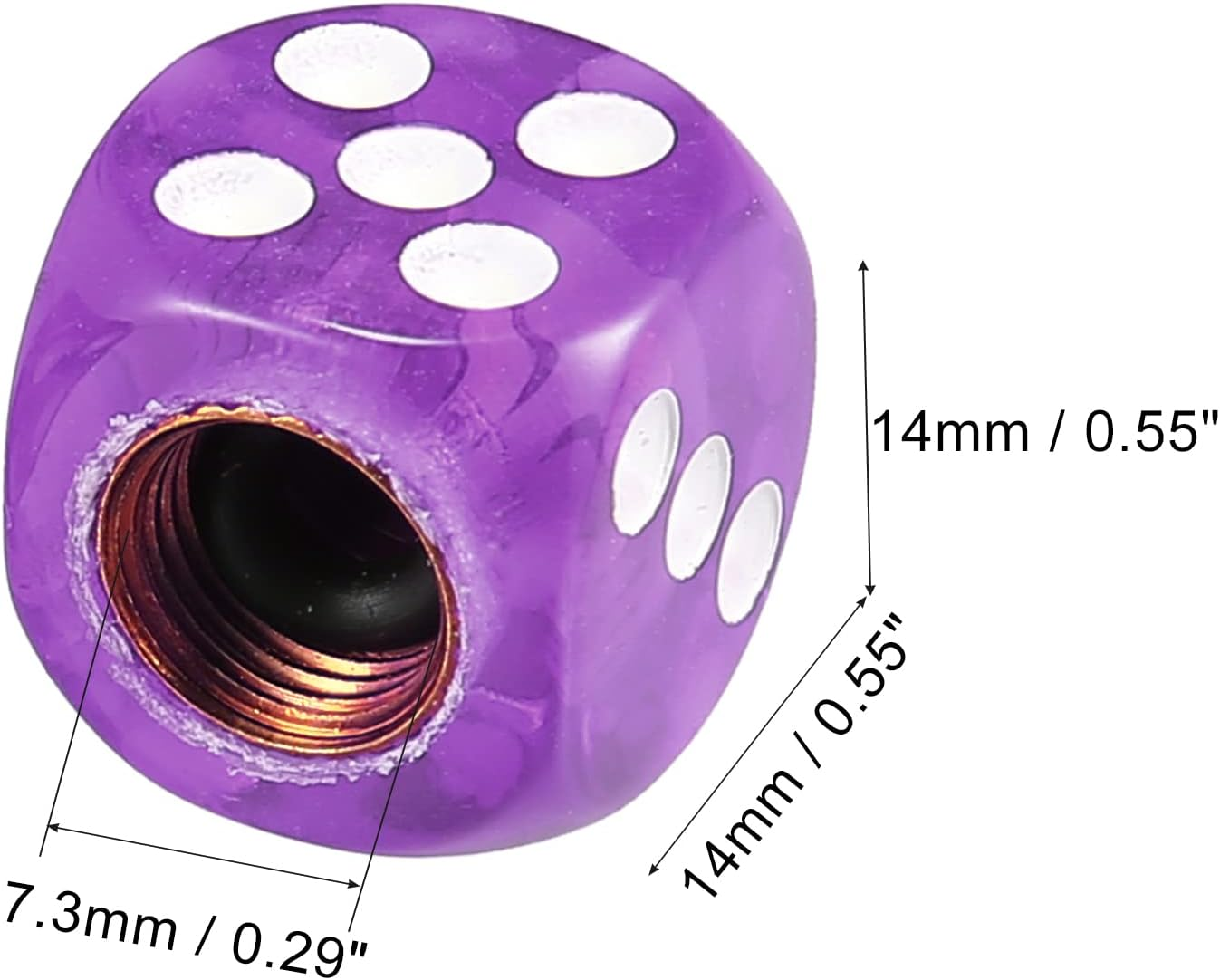 X AUTOHAUX 4Pcs Purple Dice Shape Wheel Tyre Tire Valve Air Stem Cap Cover Universal for Car Truck Motorcycle Bike image number 5