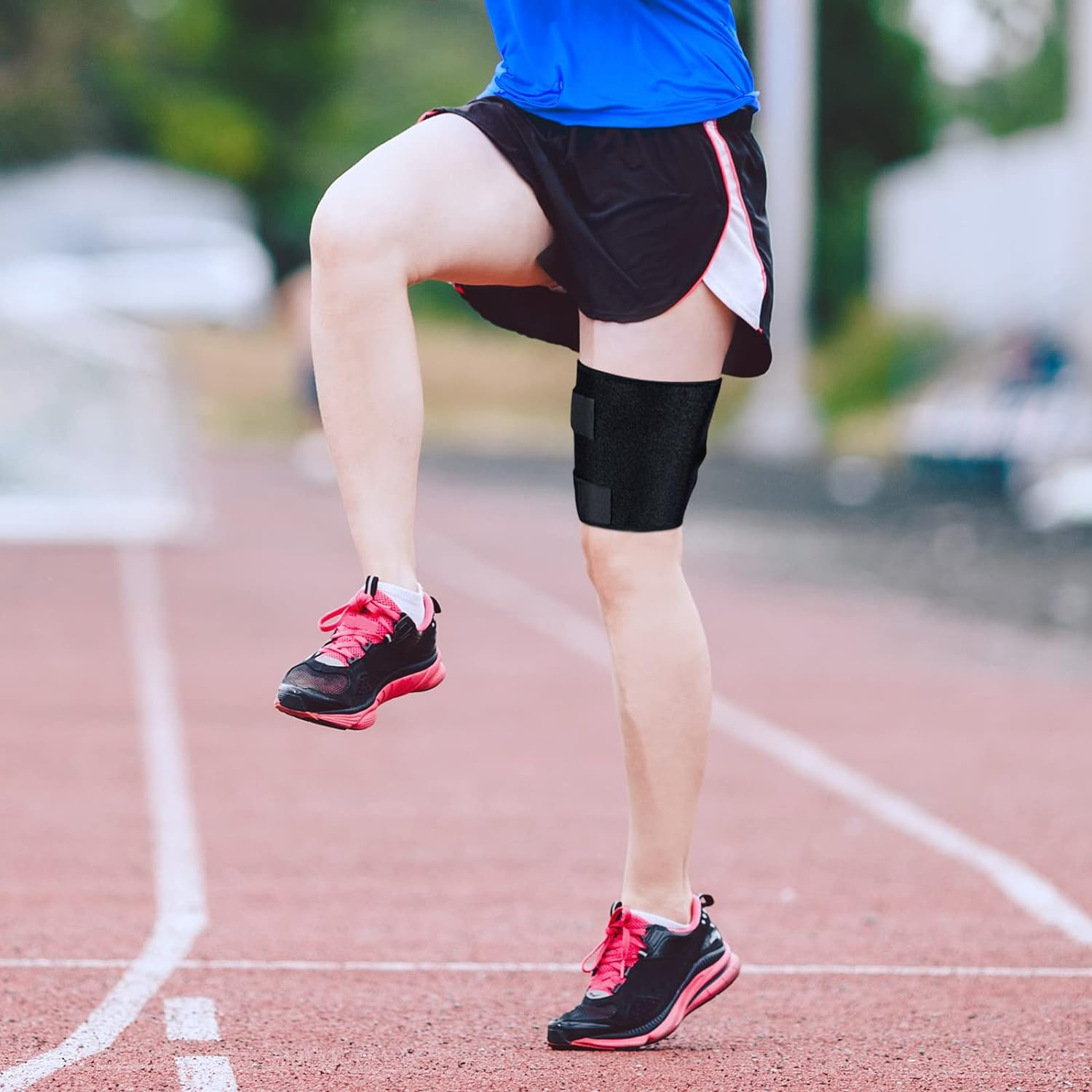 VIPMOON Thigh Brace, 2 Pack Sports Thigh Brace, Thigh Compression Sleeves, Lightweight, Breathable, Left/Right Unisex, Firmly Fixed Thigh, Reduce Impact, Non-Slip, Hand Washable image number 1