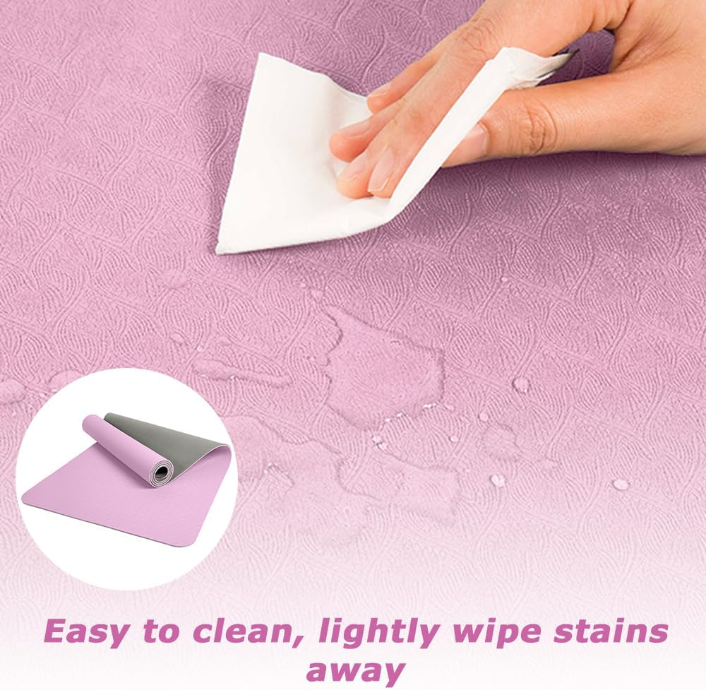 Wide Large Yoga Mat, Lightweight & Durable TPE Yoga Mat, Eco-Friendly Fitness Mat, Perfect for Yoga, Pilates,Gym Workouts,Exercise image number 3