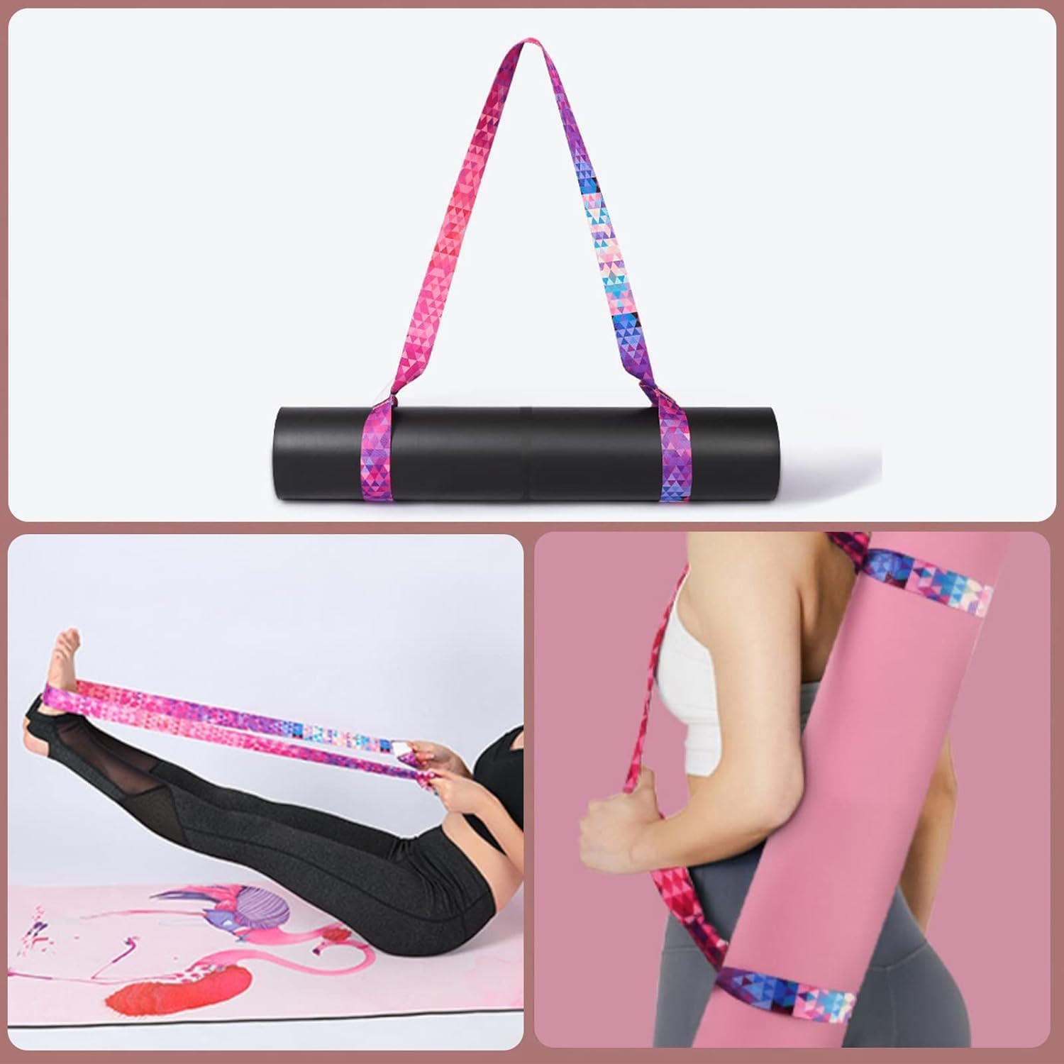 Adjustable and Organic Cotton Yoga Mat Carry with 2 Packs Portable Elastic Travel and Gym - Double Strap, Eco-Friendly Straps for All Mat Sizes (Fitness Enthusiasts) image number 4