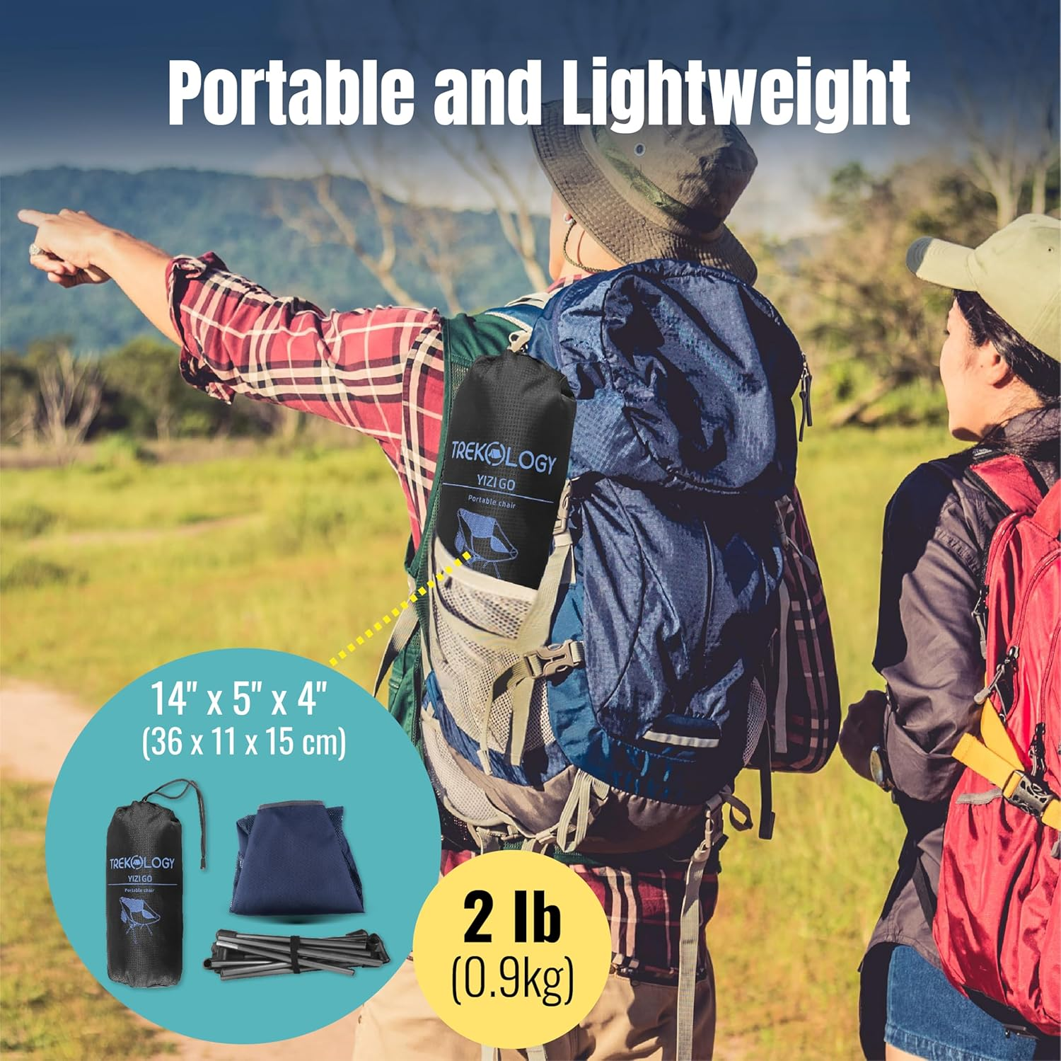 TREKOLOGY YIZI GO Portable Camping Chair, Lightweight Compact, Foldable, Superior Lower Back Support, Durable & Easy Setup, Supports 136Kg, Perfect for Backpacking Beach Hiking and Outdoor Adventures image number 1