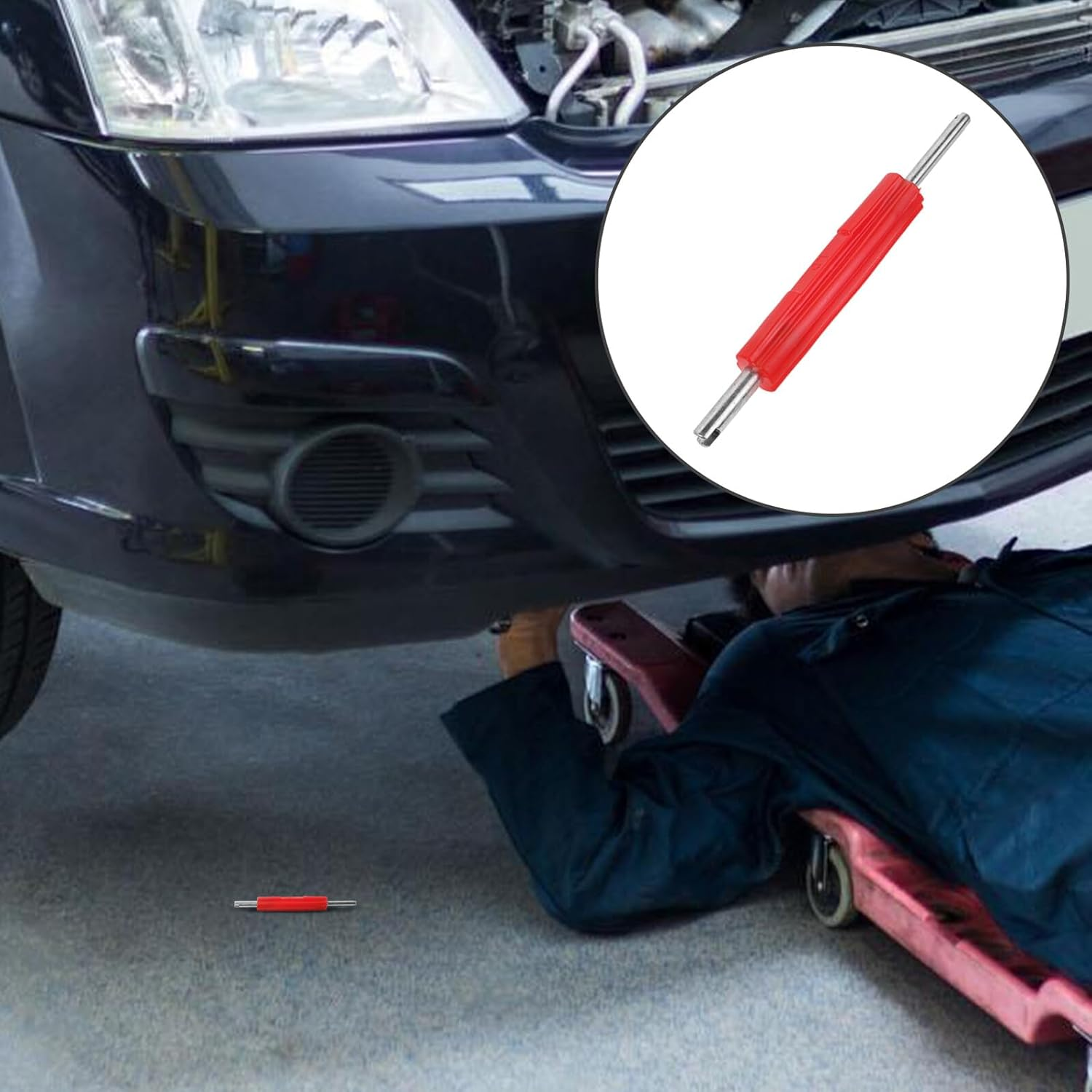 Dual-Head Valve Core Remover Tool with Red Handle Hvac Valve Stem Tool for Car and Motorcycle Tire Repair and Maintenance Equipment image number 6