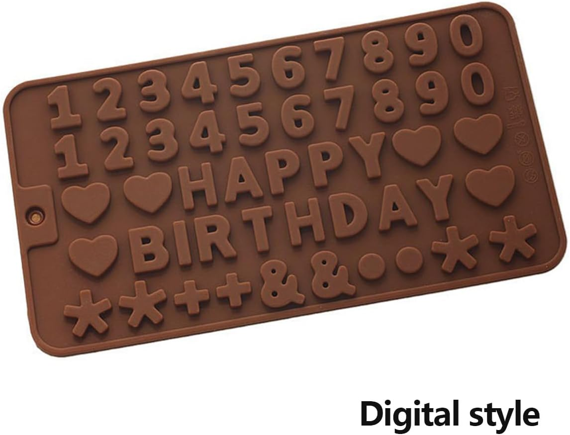 2 Pcs Chocolate Moulds,Silicone Moulds,Gummy Moulds,Alphabet Silicone Mould with Happy Birthday Cake Decorations Symbols for Cake Making Etc. image number 1