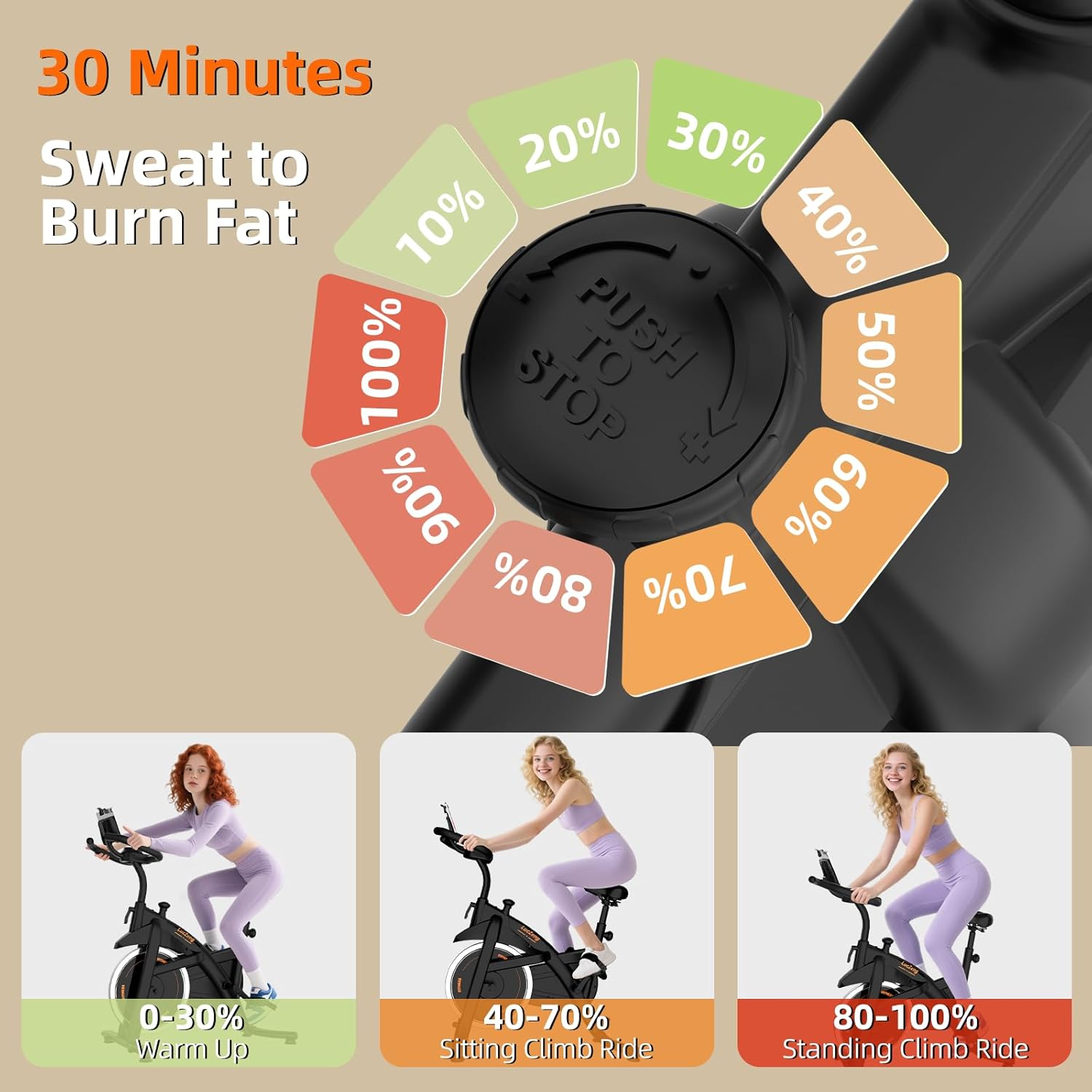 【Update】Luczeng Exercise Bike, Stationary Bike for Home with Heart Rate Monitoring, Indoor Spin Bike with Silent Belt Drive, Heavy Flywheel, Comfortable Seat Cushion and Upgraded Digital Display image number 5