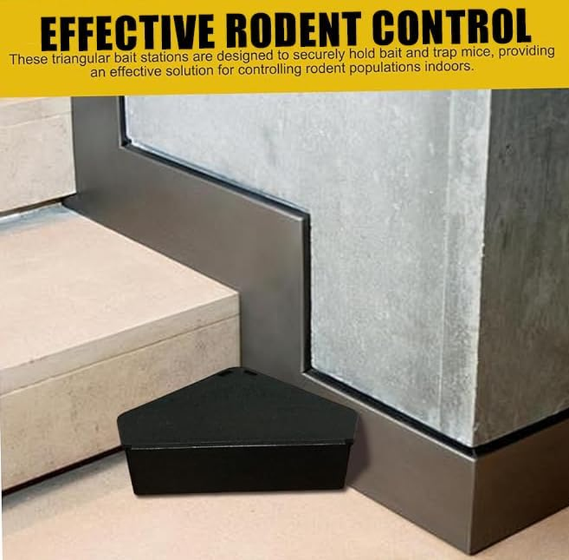 WEZCHUGHAOL Rodent Bait Station &ndash; 6Pcs Triangular Mouse Trap with 6 Keys (Black PP, Indoor Use for Home, Restaurant, Hotel) image number 4