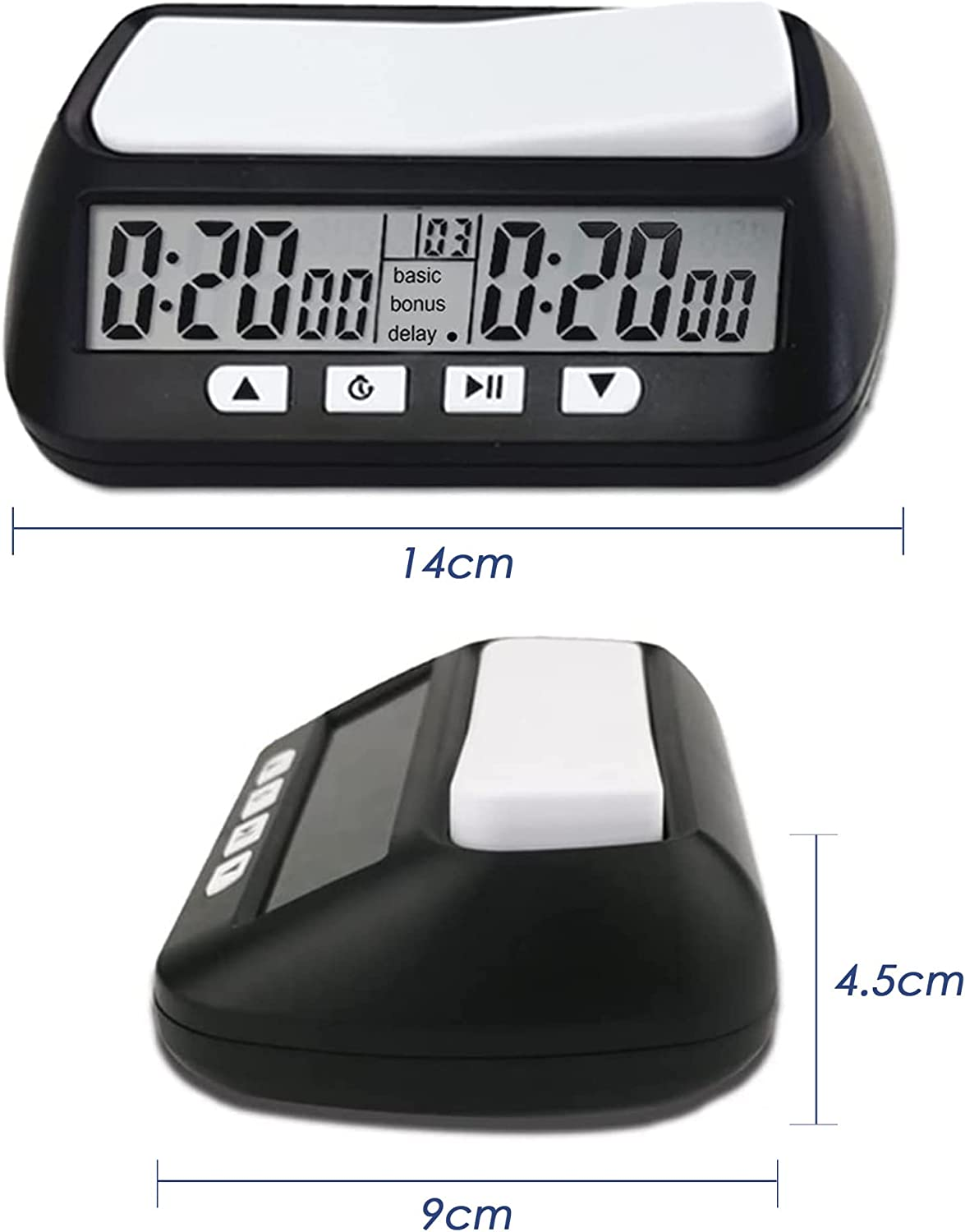 Digital Chess Clock with Two-Way Seesaw Responsive Button, Professional Timing Function Settings for Tournaments Competitions Board Games Timer, English Display