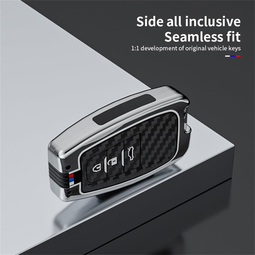 Ontto 3-Button Key Fob Cover with Fluorescent Strip Smart Remote Car Key Shell Fit for Toyota Camry CHR Highlander Corolla RAV4 Avalon Land Cruiser Prado Prius 4Runner GT86 2017-Up,Black