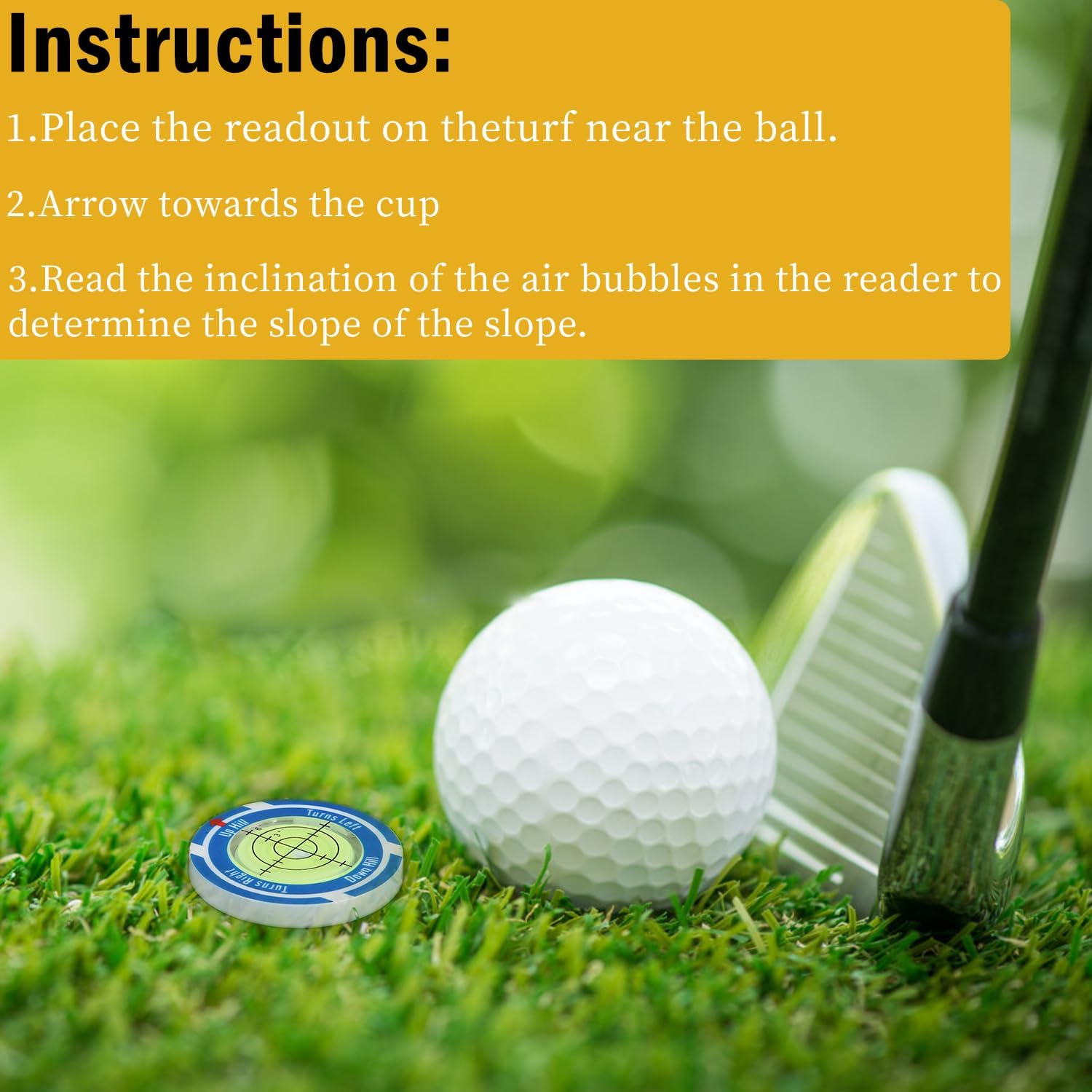 Golf Green Slope Reader with Golf Ball Marker Hat Clip, High Precision Golf Putting Green Reader Golf Slope Putting Level Bubble Golf Level Marker Golf Putting Aid for Indoor Outdoor image number 3