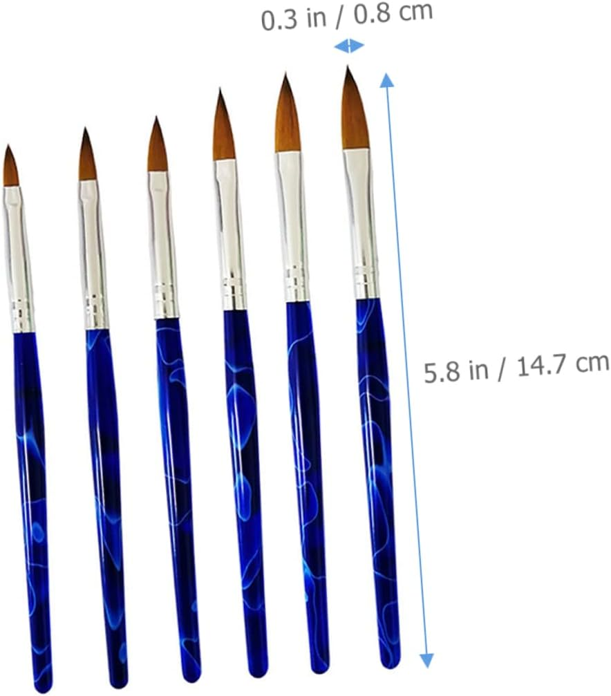 Baluue 6Pcs Nail Tools Kit Manicure Art Brush Pen Flexible Smooth Hair for Creative Nail Designs for Salon School image number 2