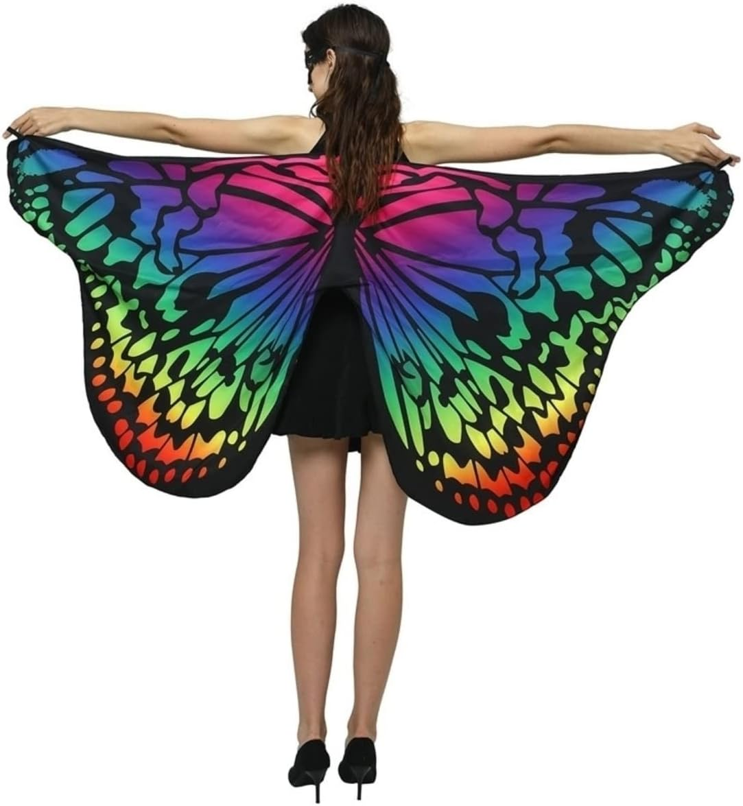 Costume Bay Woman'S Soft Fabric Multicolour Butterfly Wings Cape Scarf Wrap Printing Shawl Butterfly Fairy Ladies Halloween Dress up Cape Ladies Costume Accessory