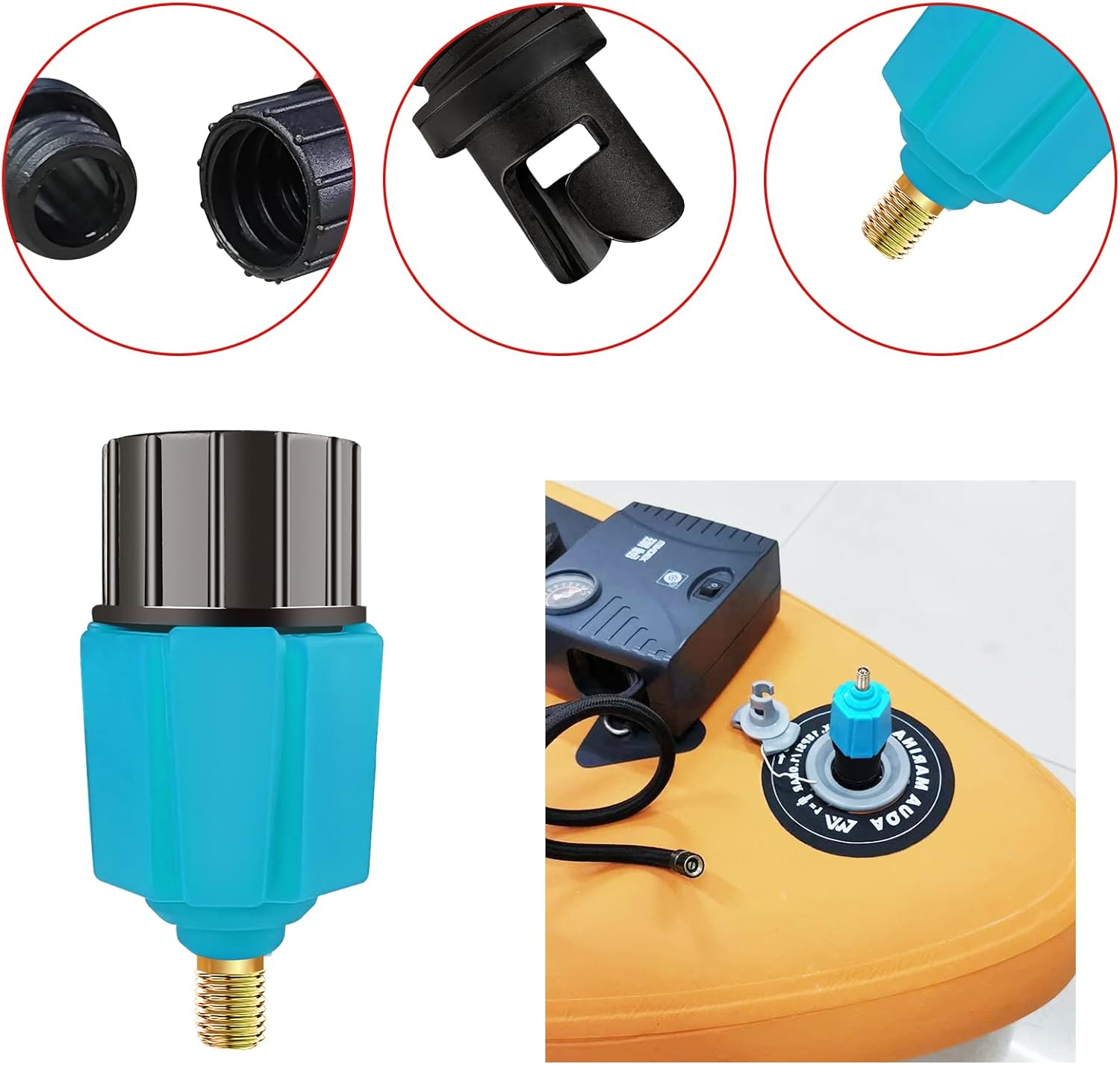 Inflatable Boat SUP Pump Adaptor Vashly Air Pump Converter Standard Schrader Conventional Pump Adaptor Air Valve Adapter Pumping Head Connector for Inflatable Rowing Boat,Stand up Paddle Board,Kayak image number 2