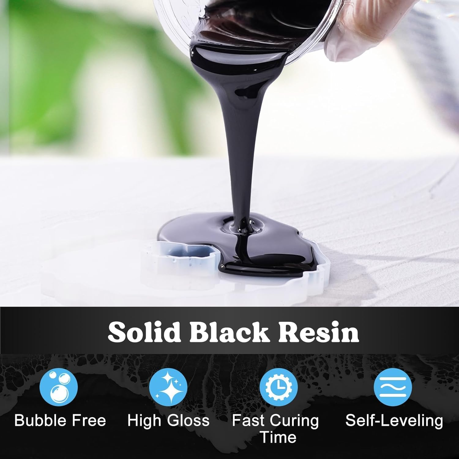 SANAAA Epoxy Resin Black474Ml,Glossy Bubble Free Epoxy Resin,Table Top Epoxy Resin for Arts and Crafts,Casting,Diy,Resin Art,Moulds,Jewellery (237Mlx2) image number 7