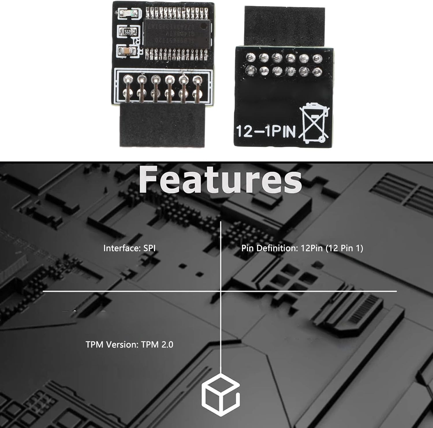 TPM2.0 Module, TPM2.0 Encryption Security Module for Gigabyte Motherboard, 12Pin Module Compatible with 10 11 image number 3