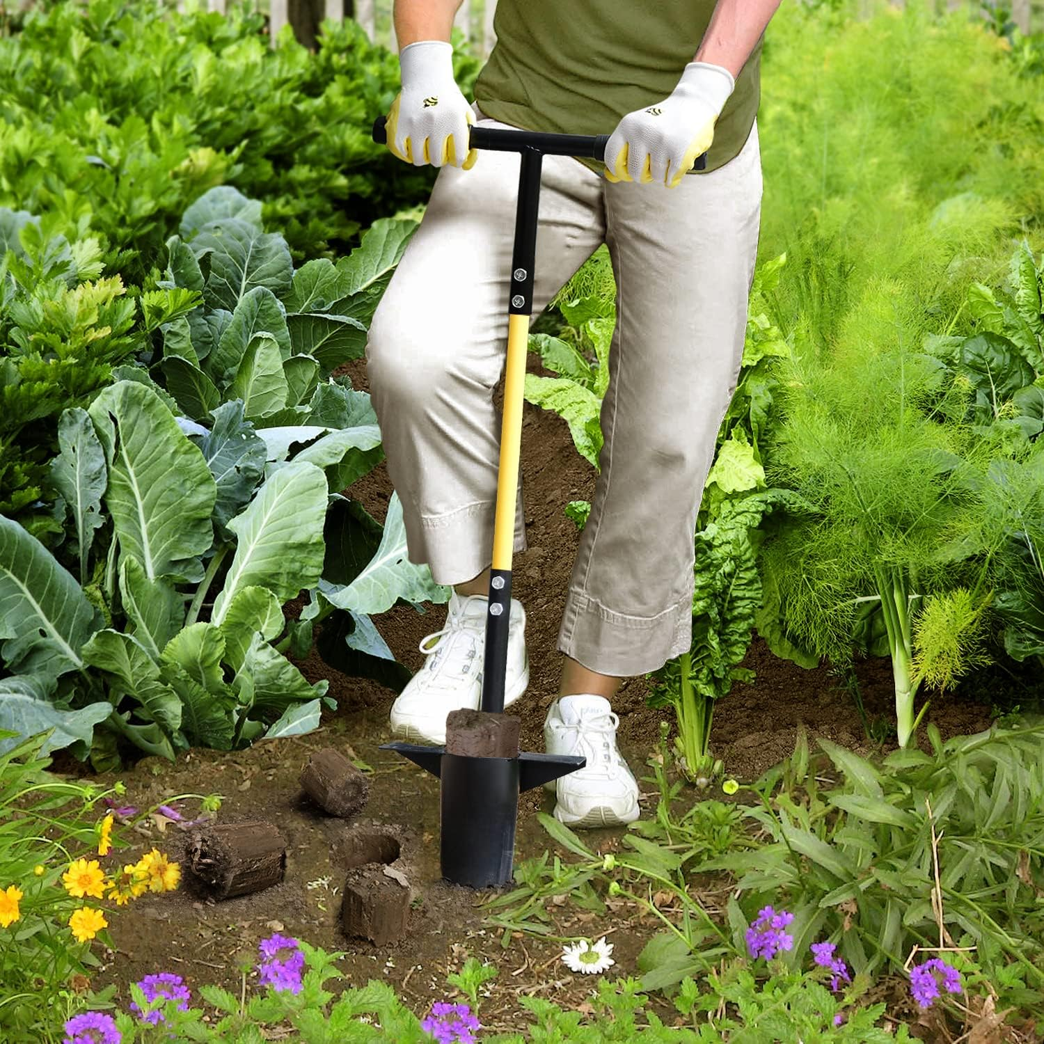 Jardineer 3PCS Bulb Planter Tool Garden Set, Bulb Planter Tool Long Handle and Small Bulb Planting Tool, Ideal Bulb Transplanter Set for Tulips, Daffodils, Lily and Other Flower Bulbs image number 2