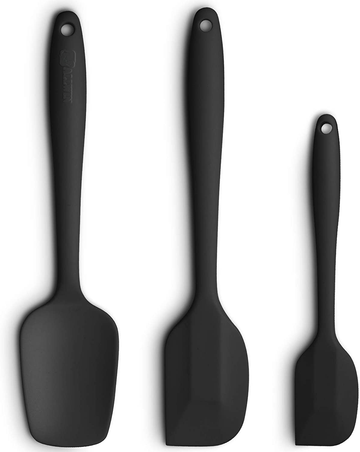 Silicone Spatulas Set Turners Tongs Cooking Utensils Set High Heat Resistant Kitchen Scraper Spatulas for Cooking Mixing Baking BPA Free Dishwasher Safe, Grey