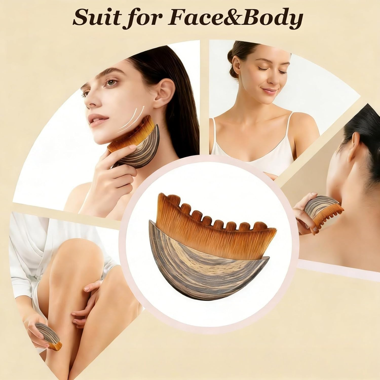 2 Pack Lymphatic Contour Face Brush,New Upgrades Lymphatic Drainage Face Brush,Ergonomic Facial Massager for Contouring, Anti-Puffiness & Skin Tightening, Gentle for All Skin Types image number 4