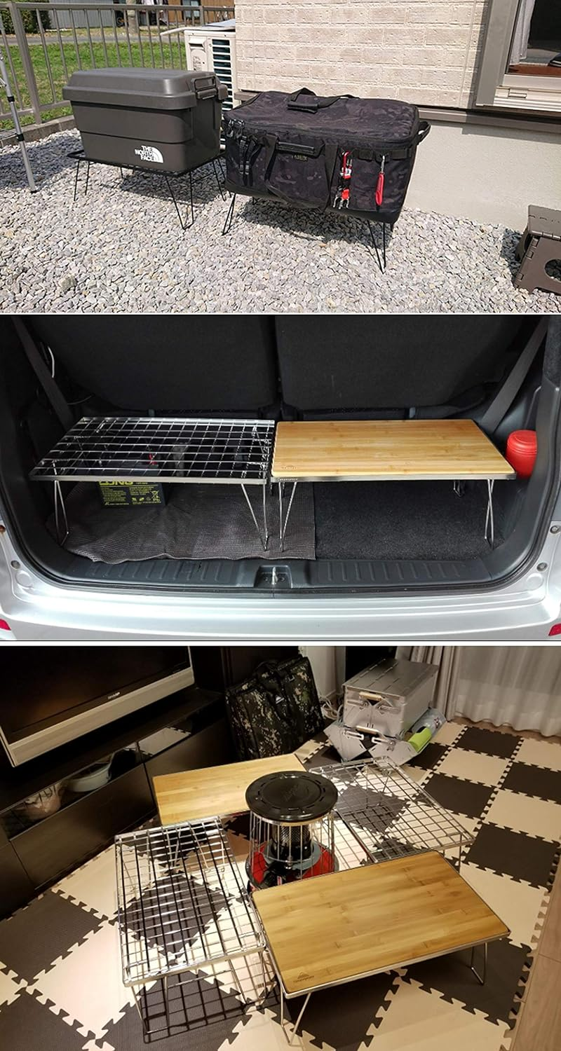 Camping Moon 2Pcs Outdoor Folding Multipurpose Storage Rack with Carrying Bag, Steel Plating Black T-230-2T image number 6