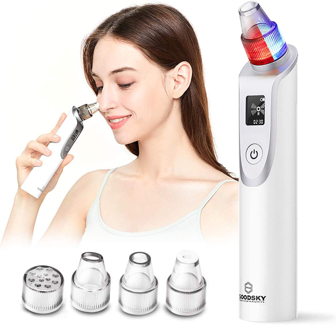 X7 Blackheads Remover, Blue and Red Light Beauty Instrument Facial Skin Care Tools with LED Display